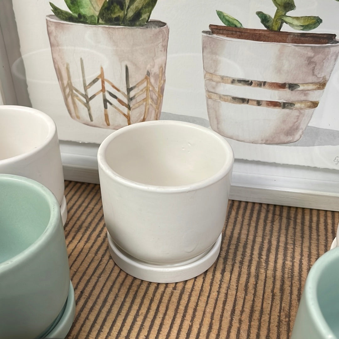 Small 3" Ceramic Pots - White