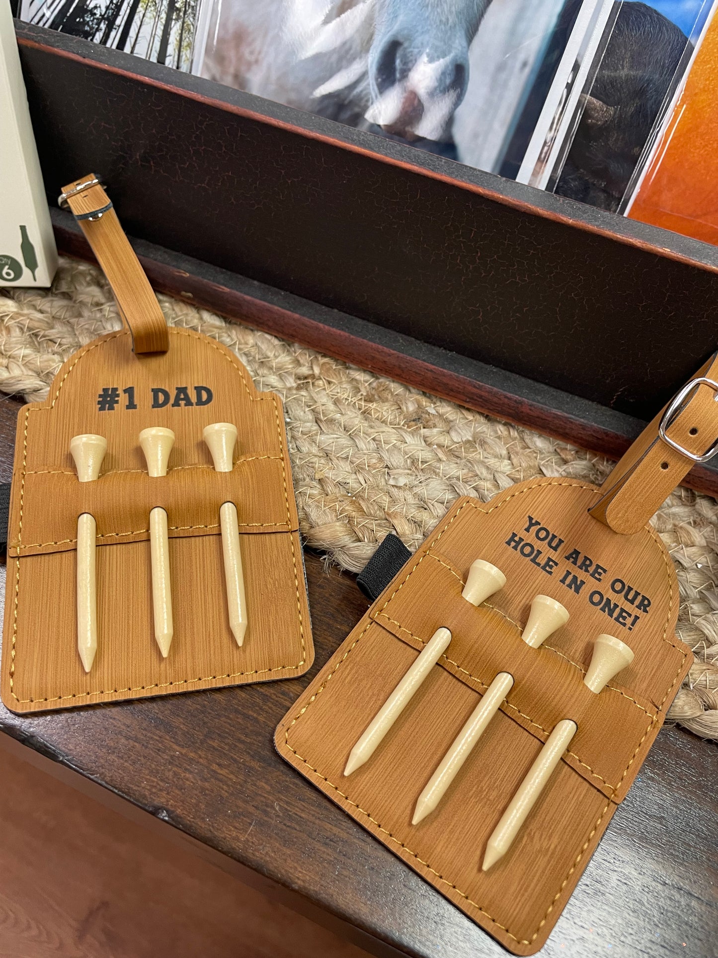 Custom Leatherette Golf Tee Bag Attachment with 3 Tees