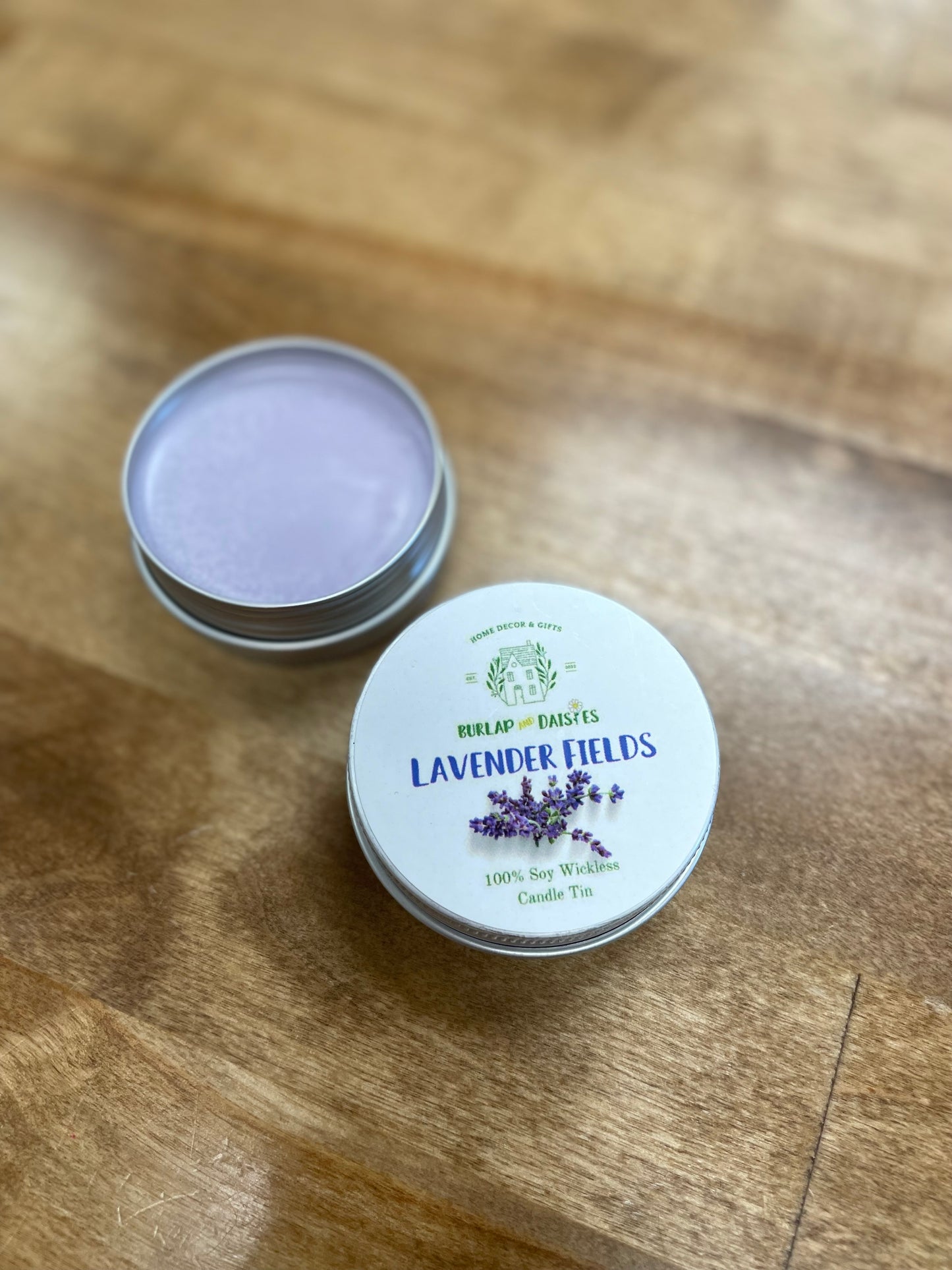Lavender Fields Wickless Tin