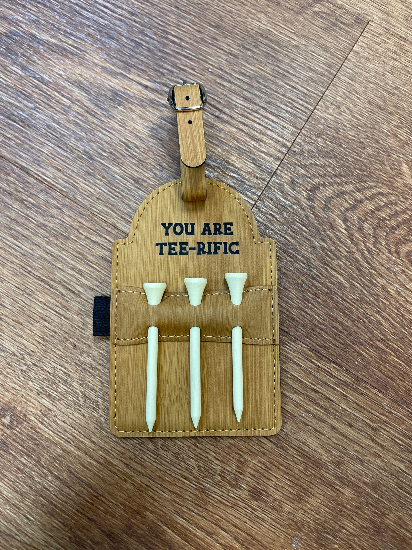 Custom Leatherette Golf Tee Bag Attachment with 3 Tees