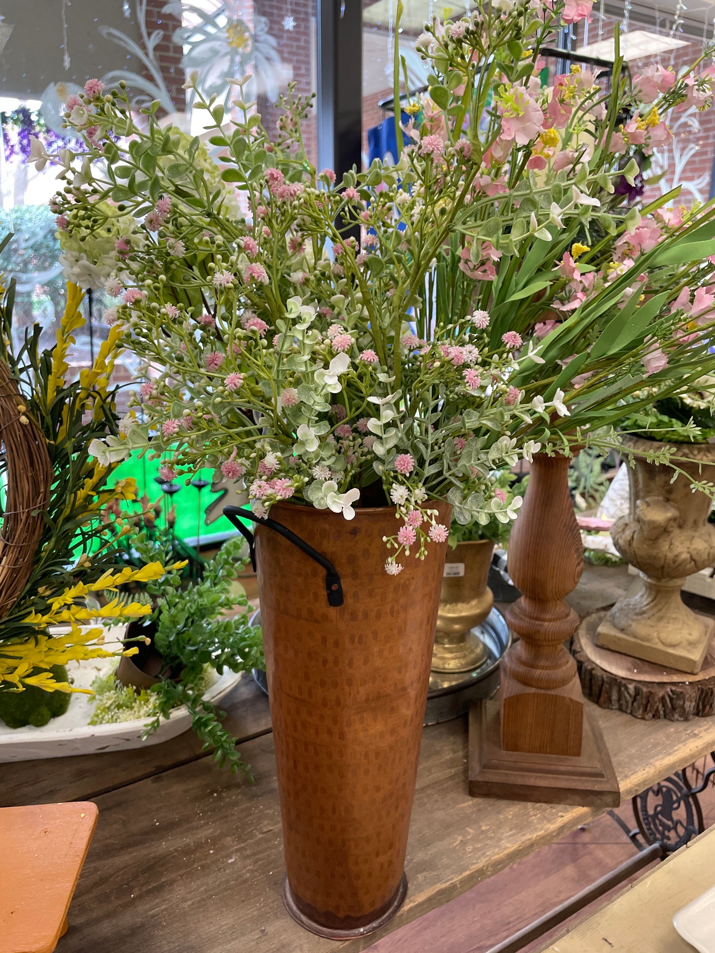 Pink Floral + Euc Long Stem