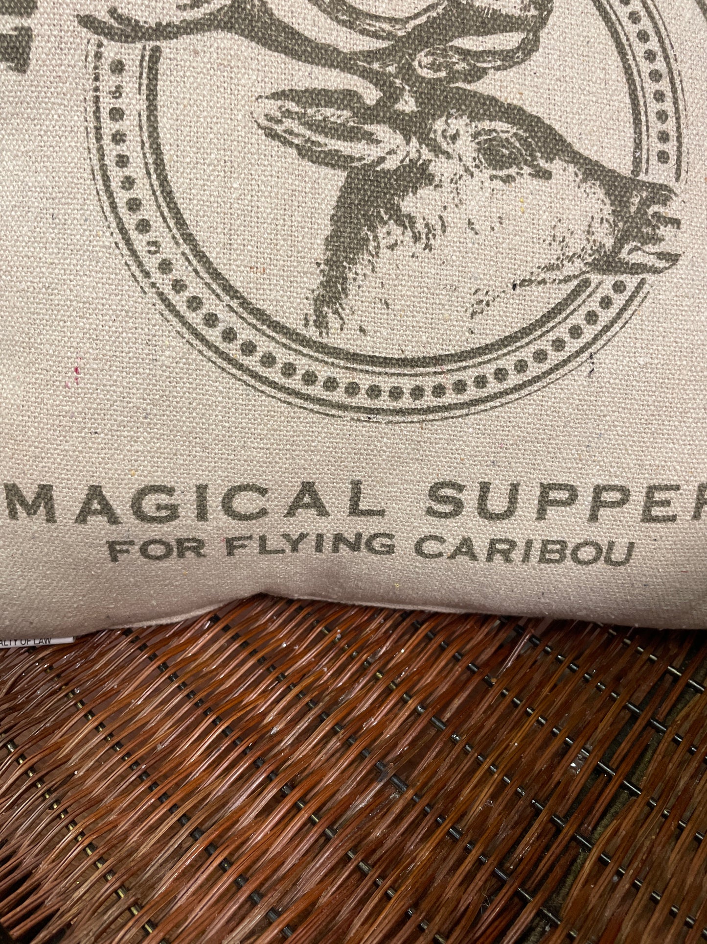 Reindeer Feedsack Pillow