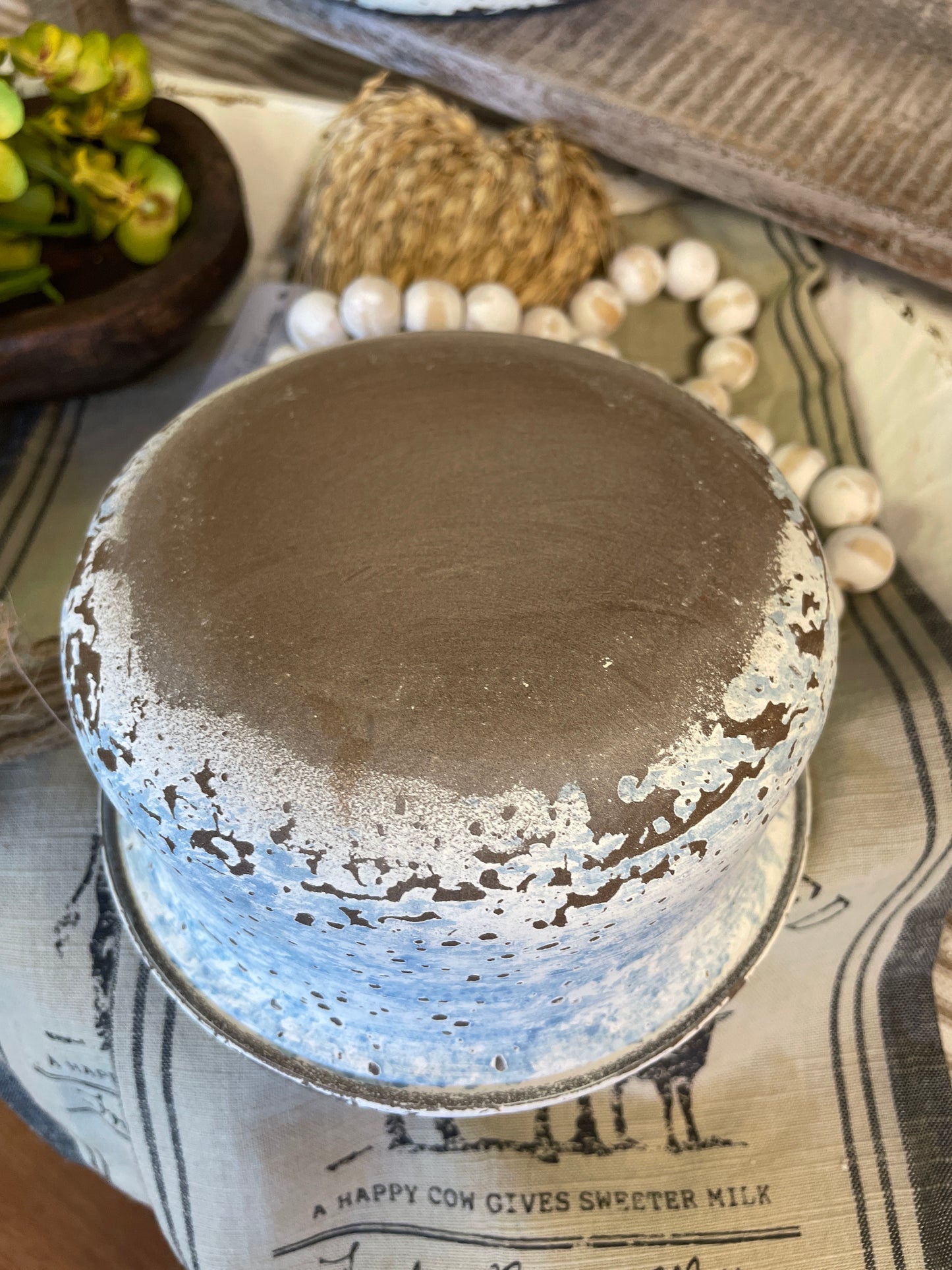 Blue Sponge Metal Bowl - 8"