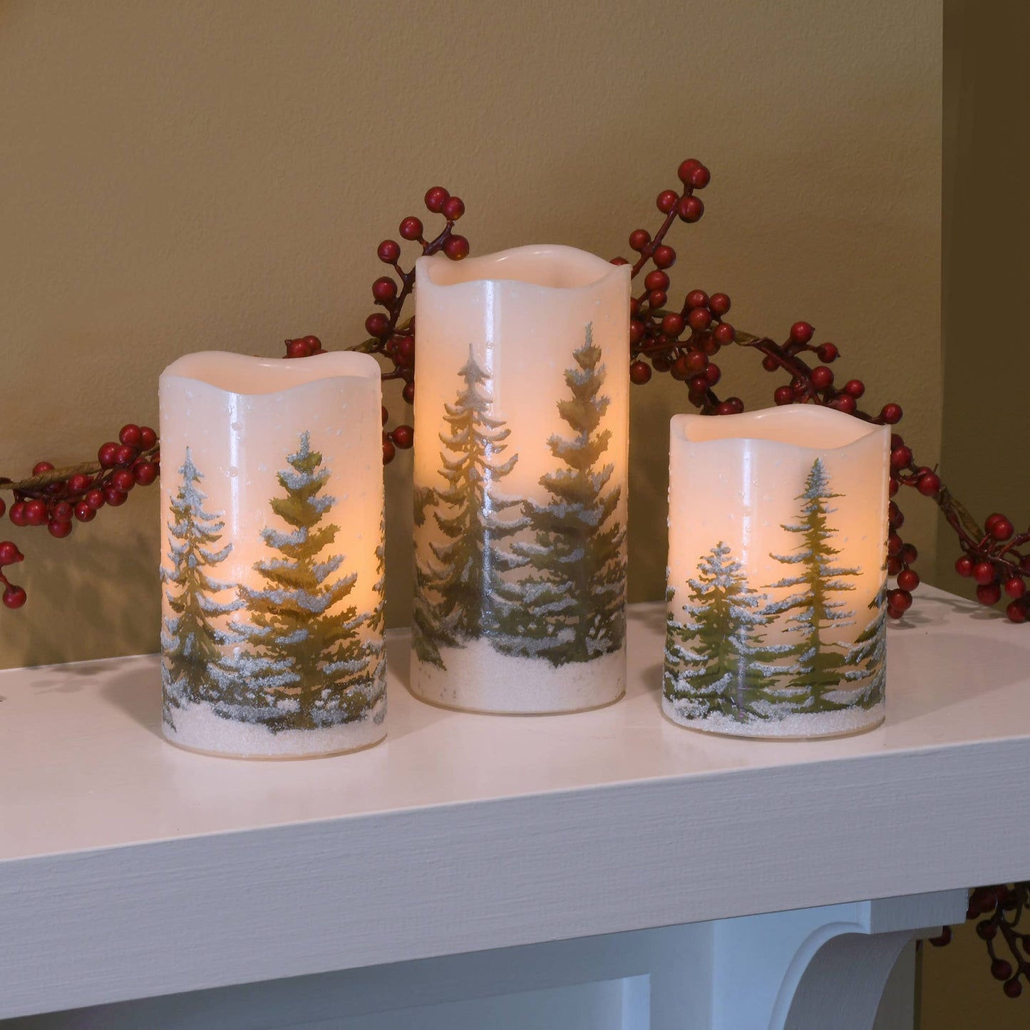 6" Wax Candle -Green Pines