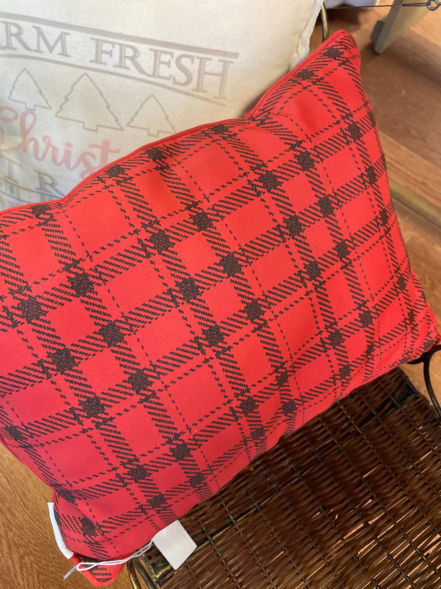 Merry Christmas Plaid Pillow