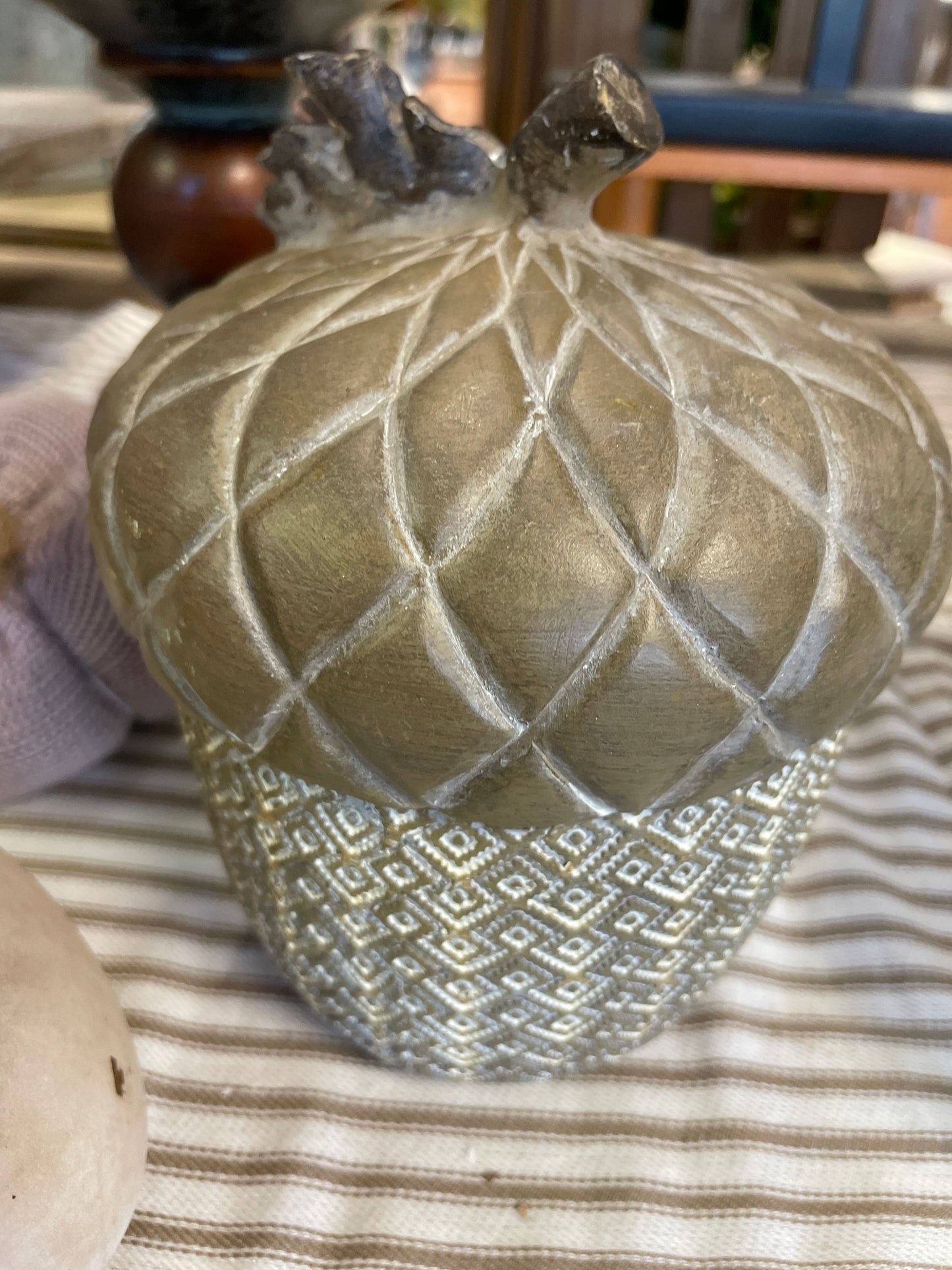 Resin Acorn - stem w/leaves