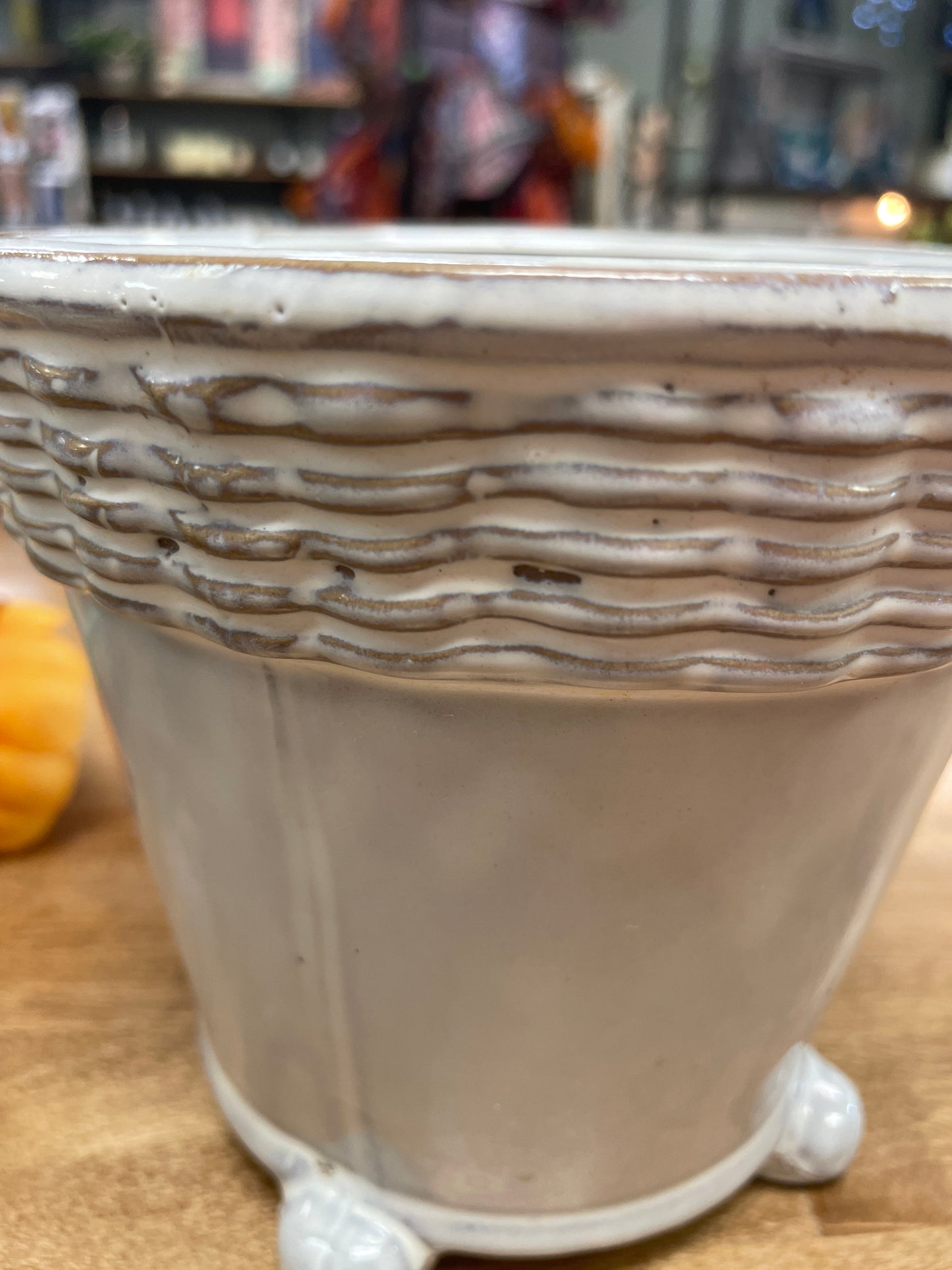 White decorative Glazed Pot