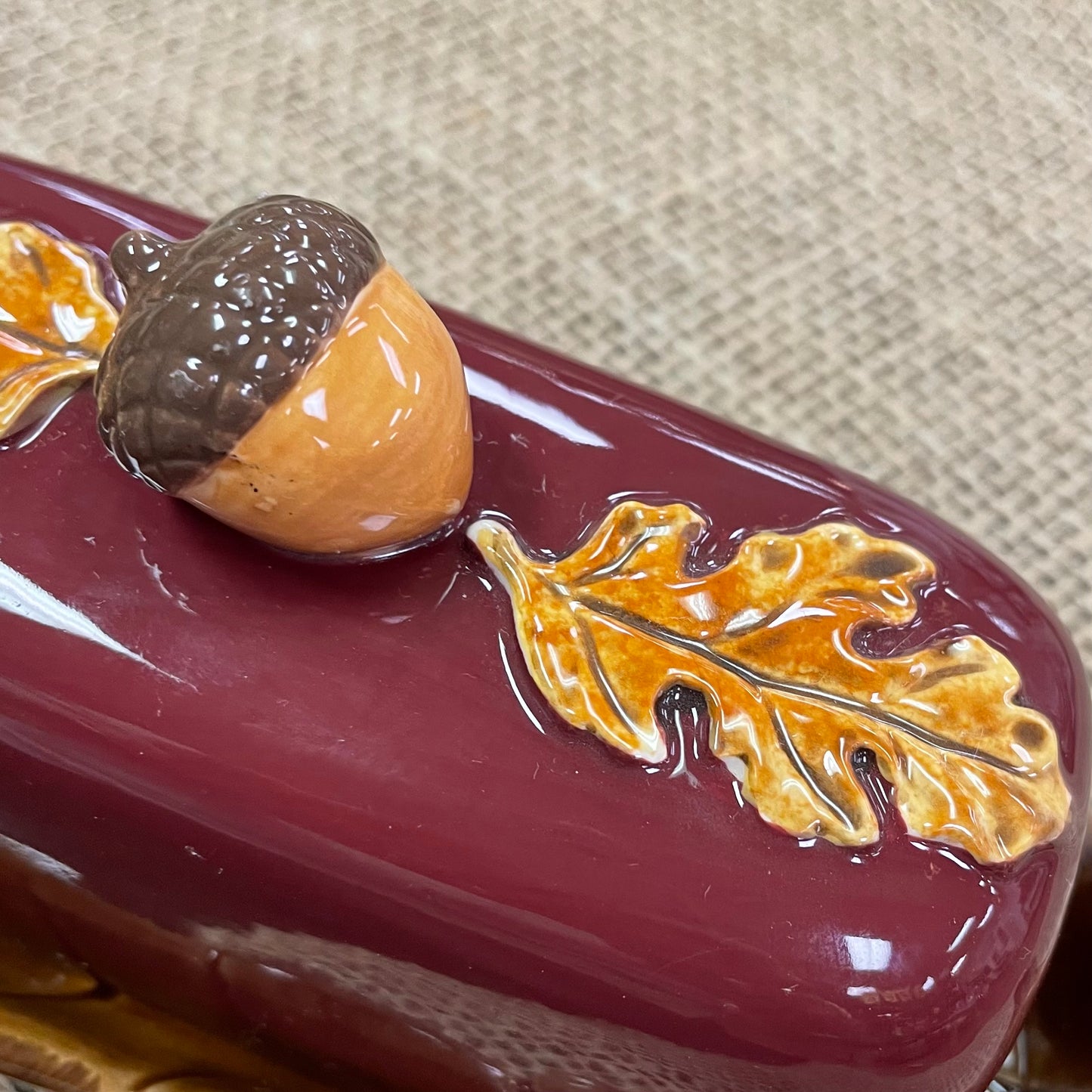 Ceramic Acorn Butter Dish