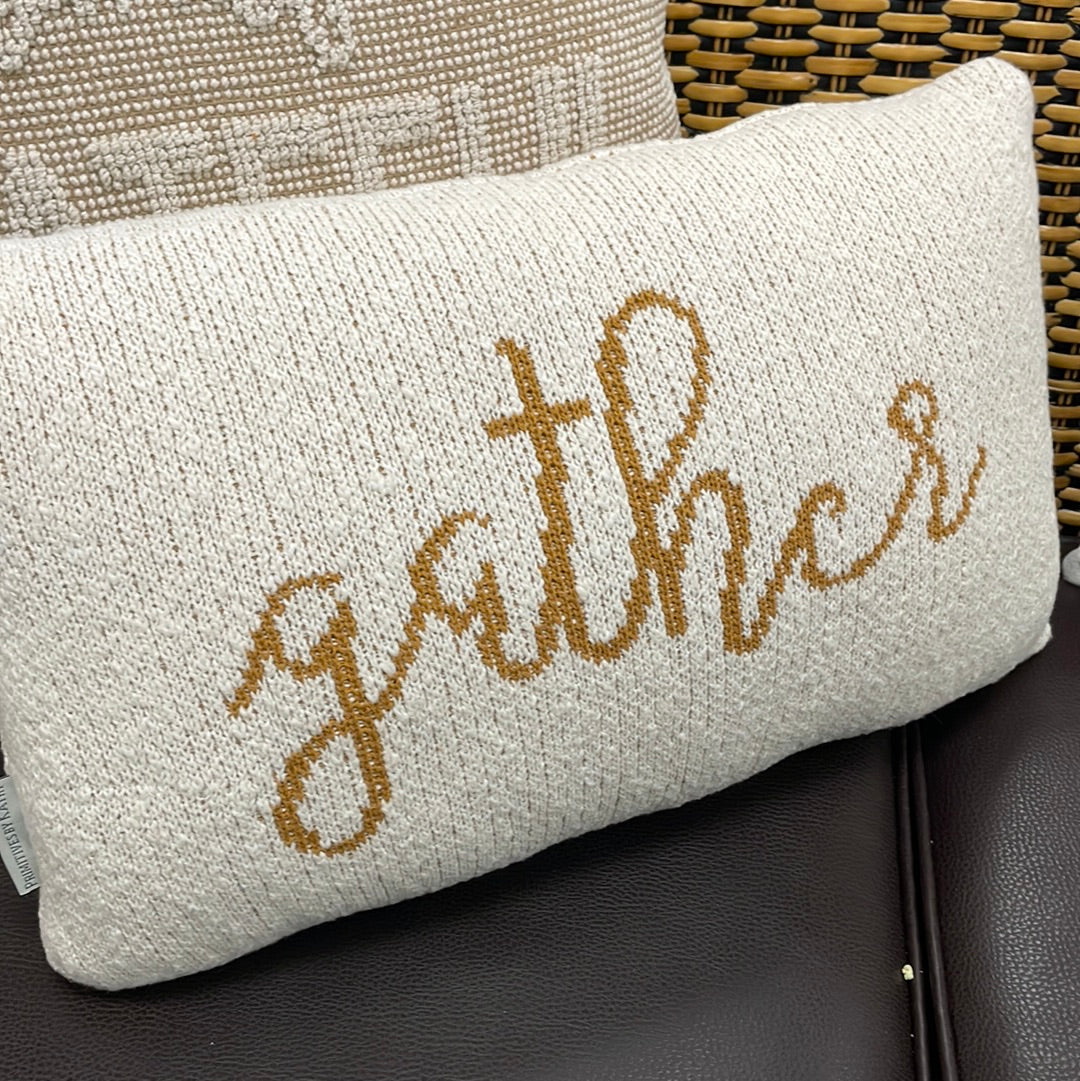 Cotton and Knit Lumbar Fall Pillow 20x12