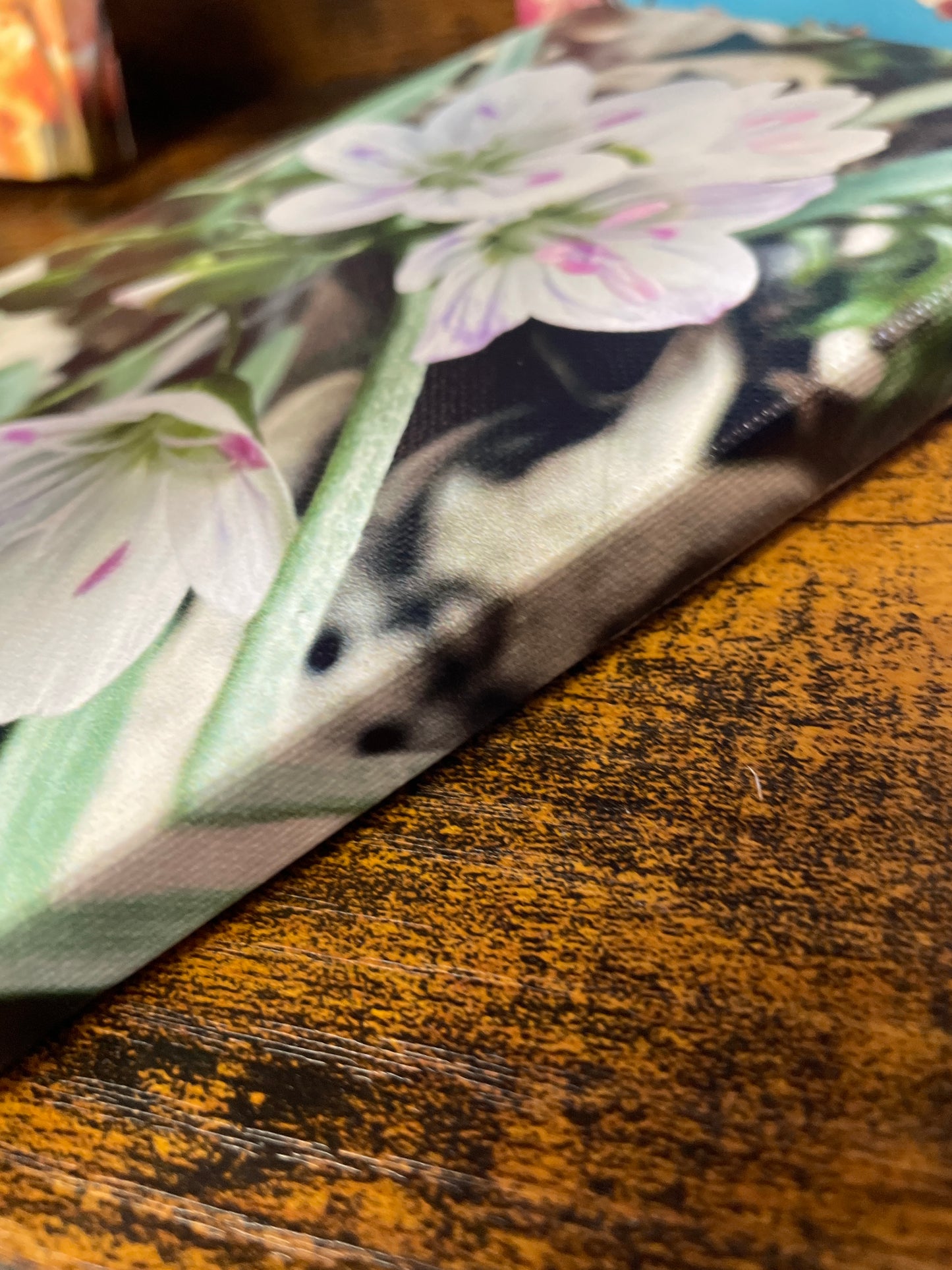 Mini Canvas - White flower with Purple