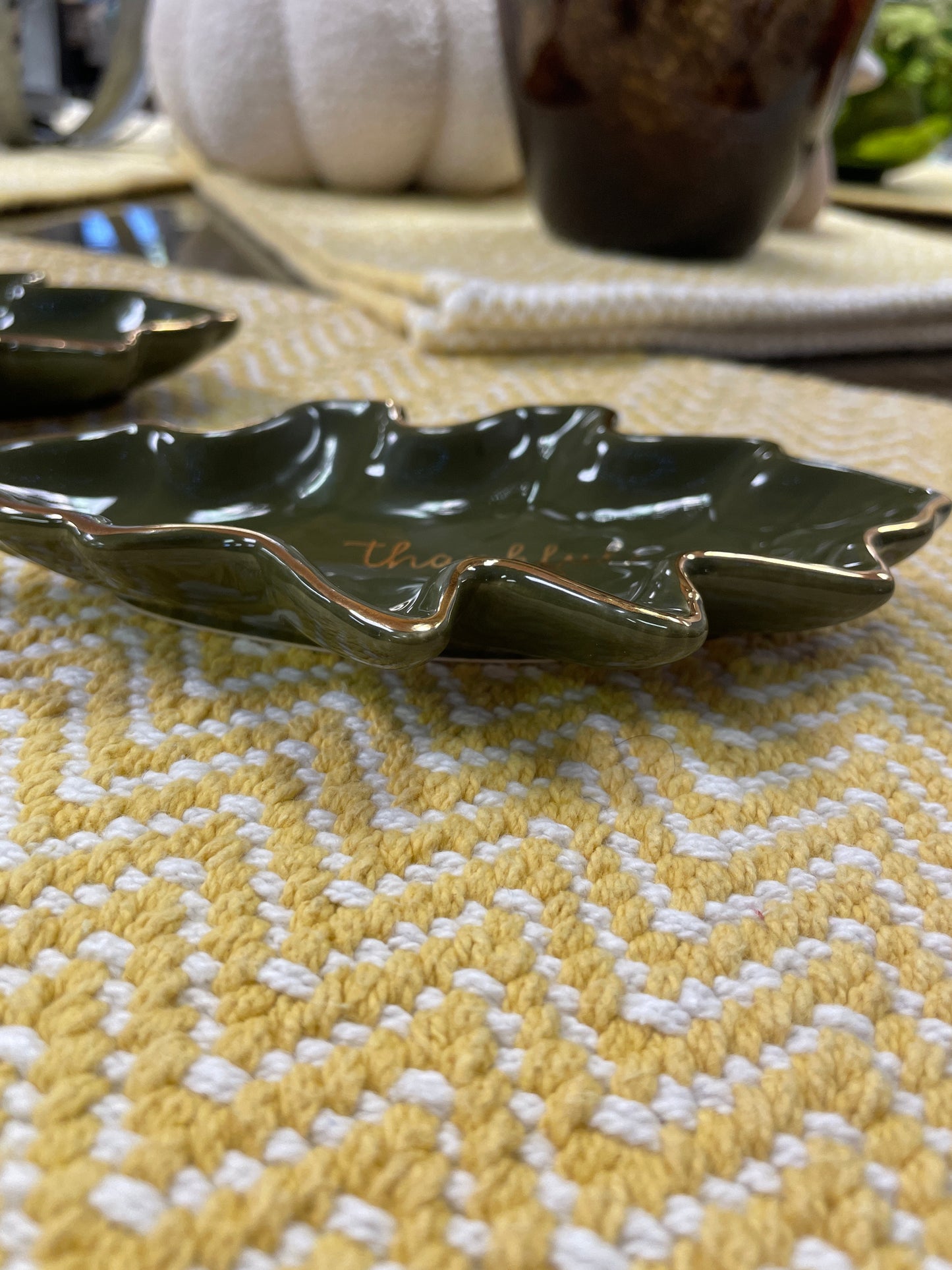 Thankful Leaf dishes - Green