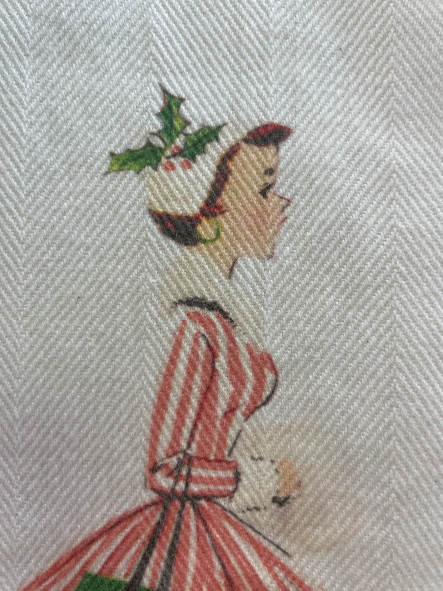 Red Stripe Lady Vintage Lady Tea Towels