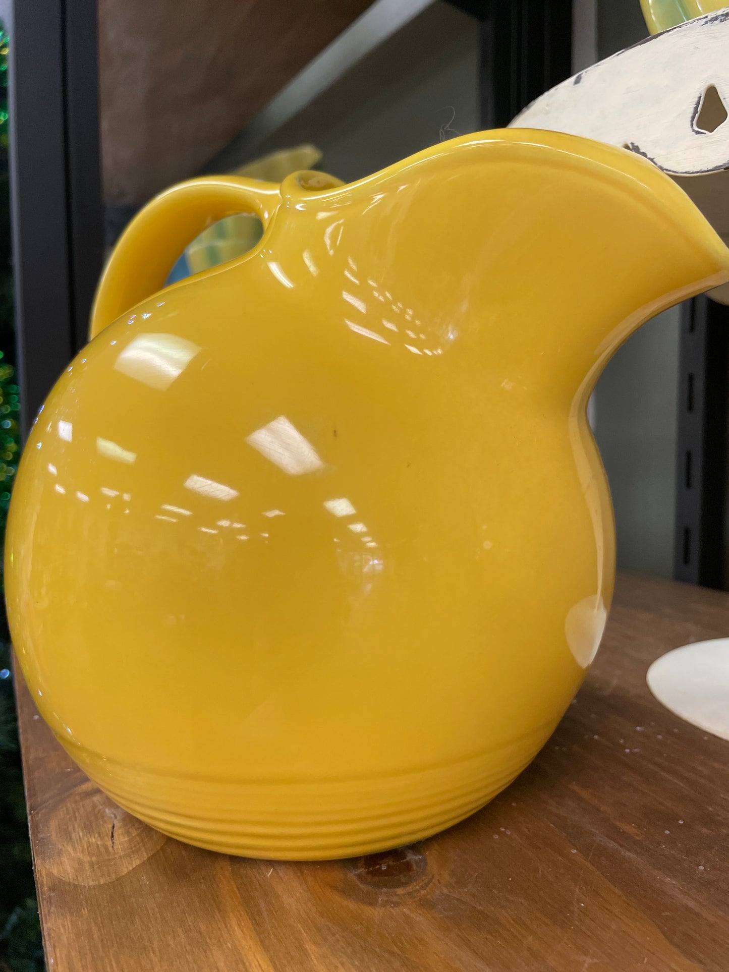 Vintage Yellow Ceramic Pitcher