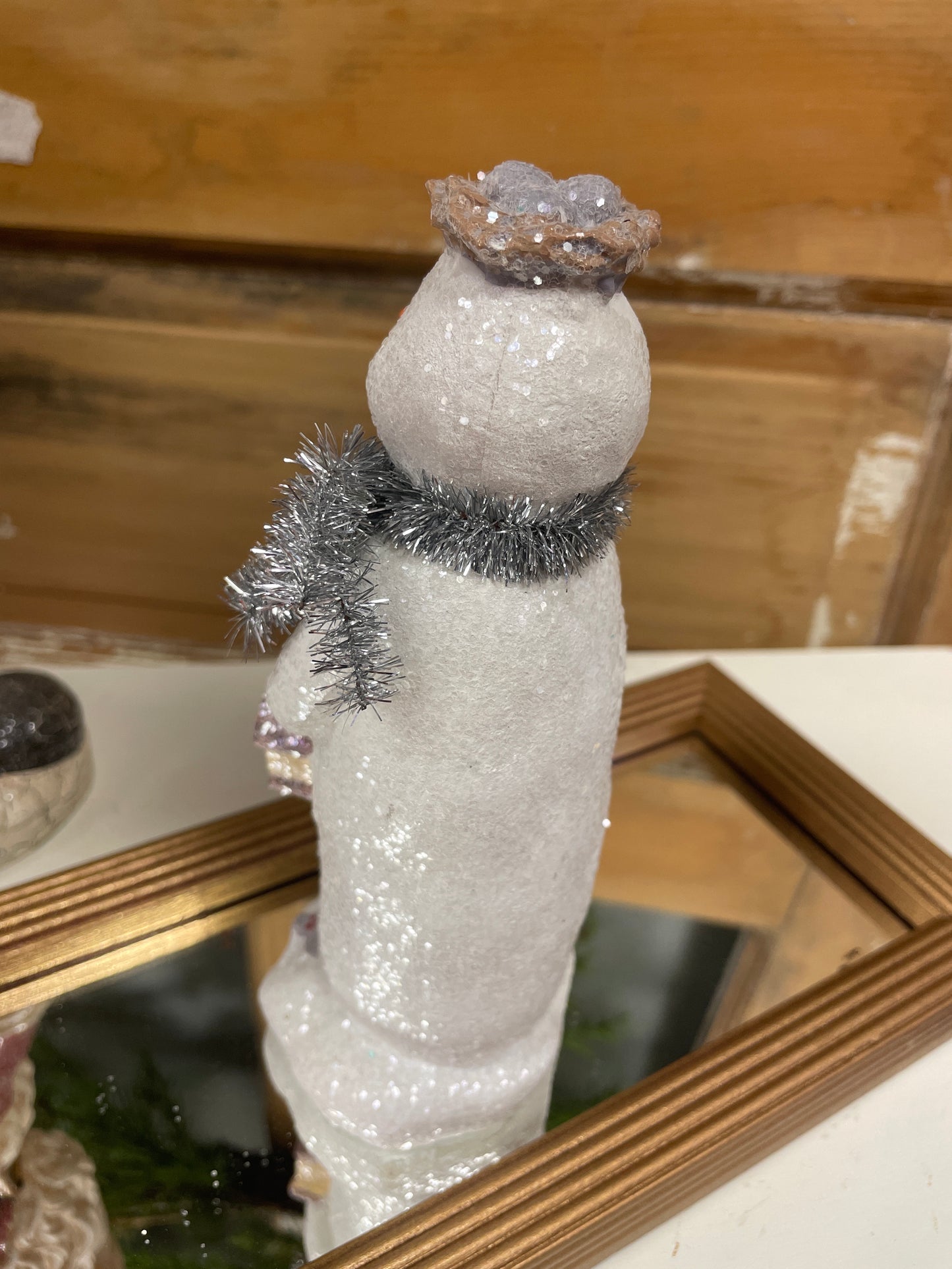 Snowman with Cardinal and Boy