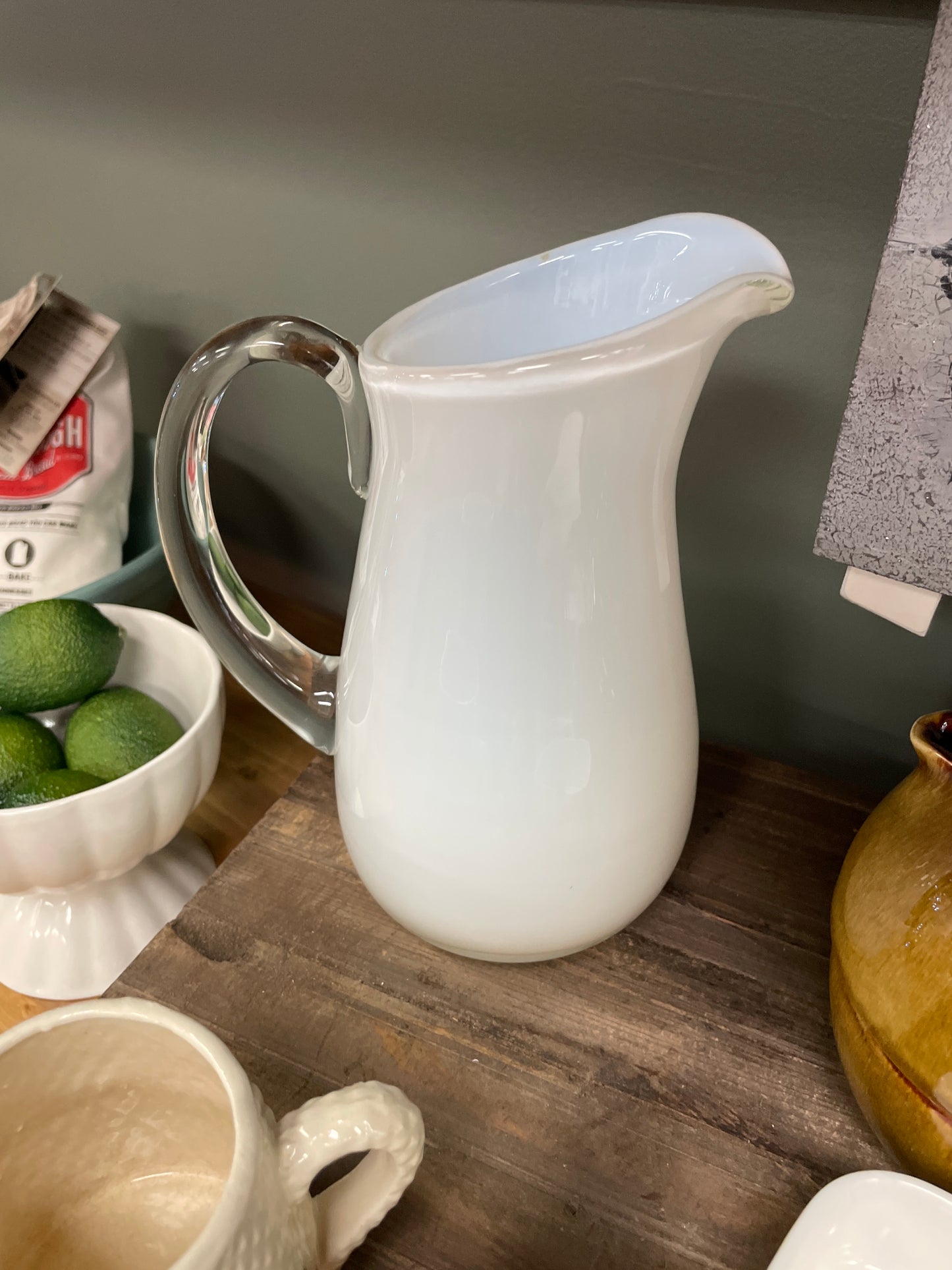 White Glass Pitcher