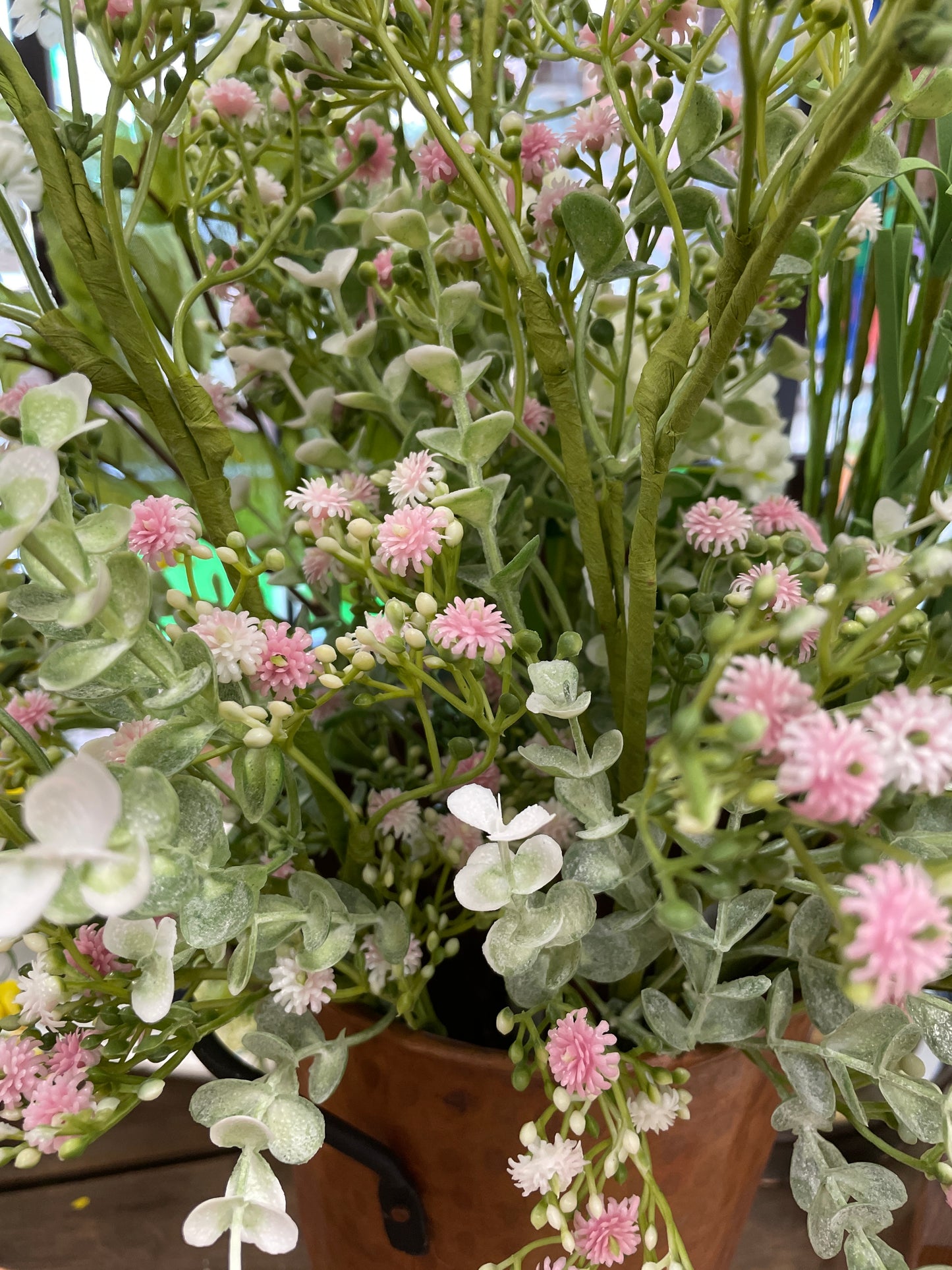 Pink Floral + Euc Long Stem