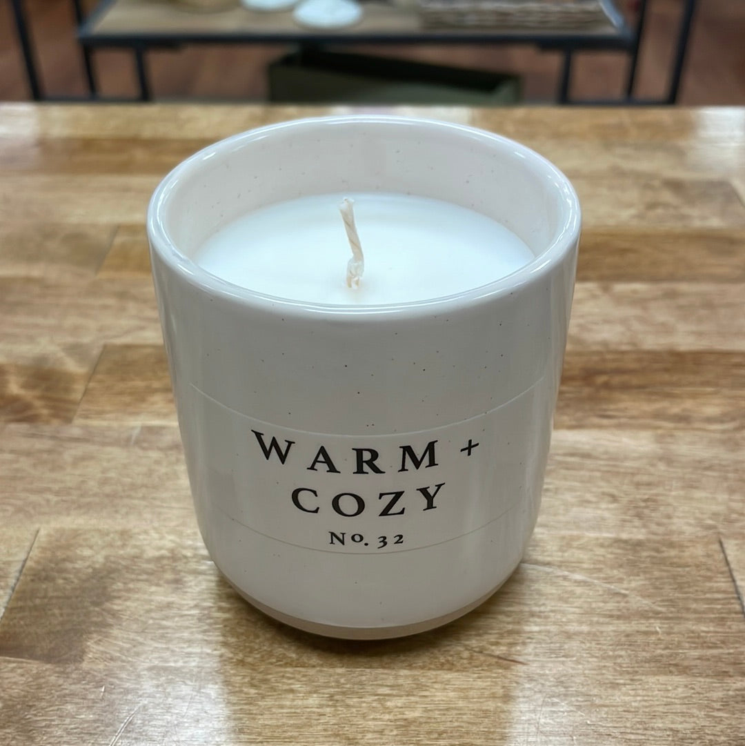 Warm and Cozy Soy Candle - Cream Stoneware Jar