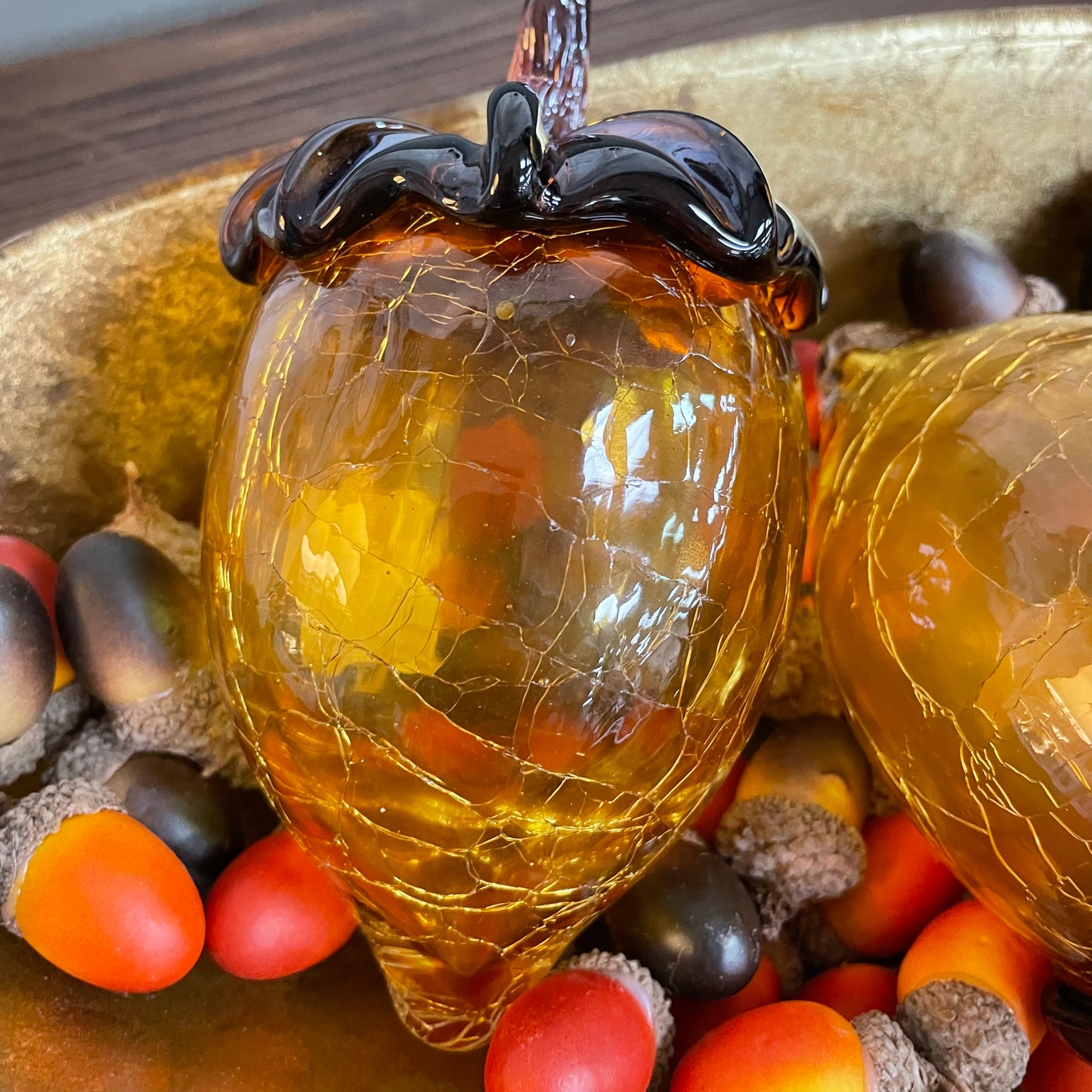 Glass Amber Acorn