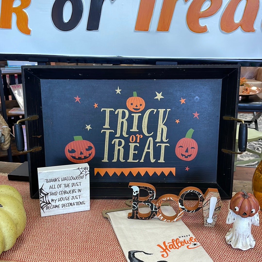 Trick or Treat Black Wooden tray