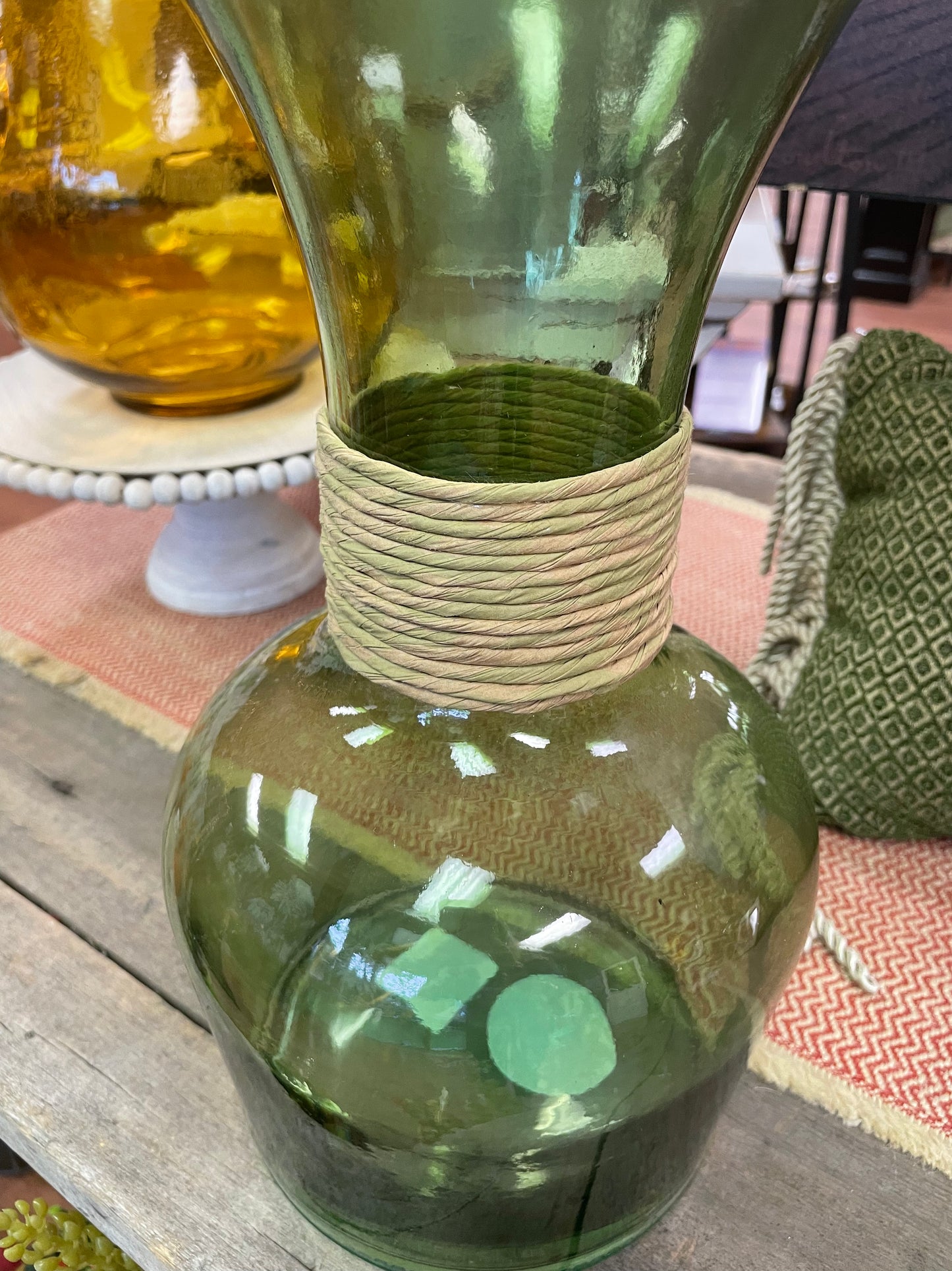 Green Vase with Jute wrap
