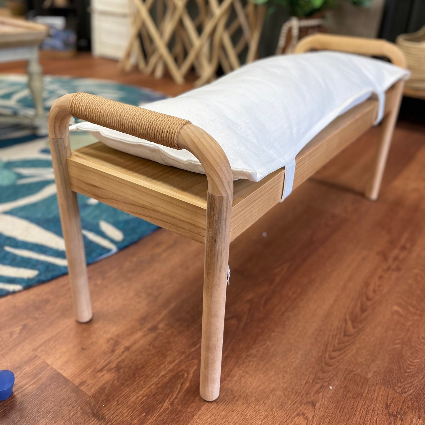 Wood Bench with Pillow