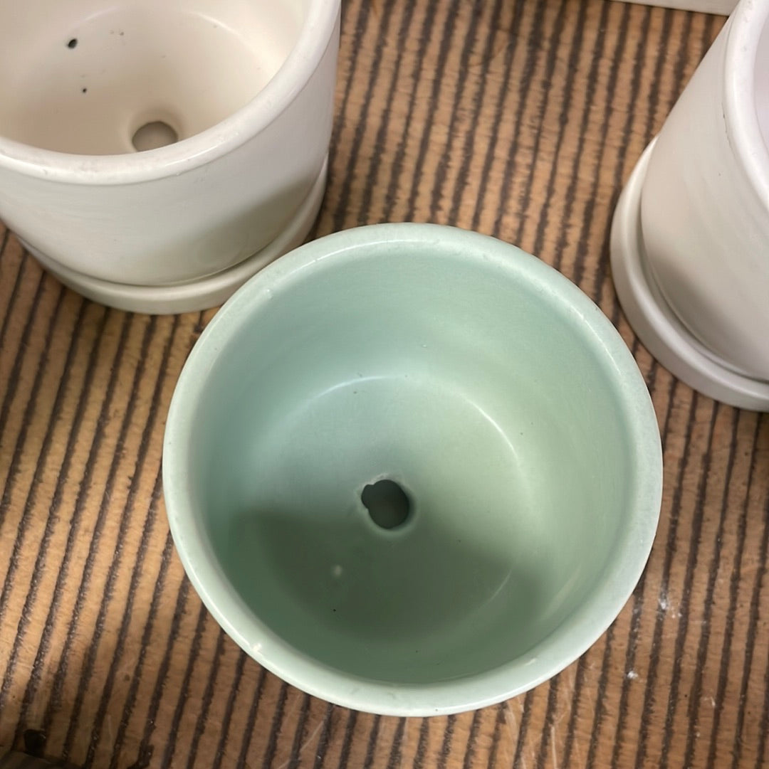 Small 3" Ceramic Pots - Green