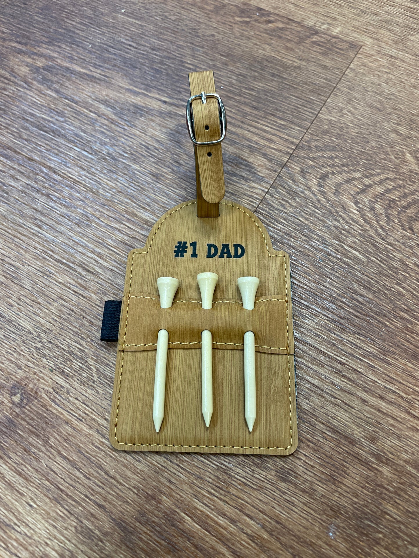Custom Leatherette Golf Tee Bag Attachment with 3 Tees