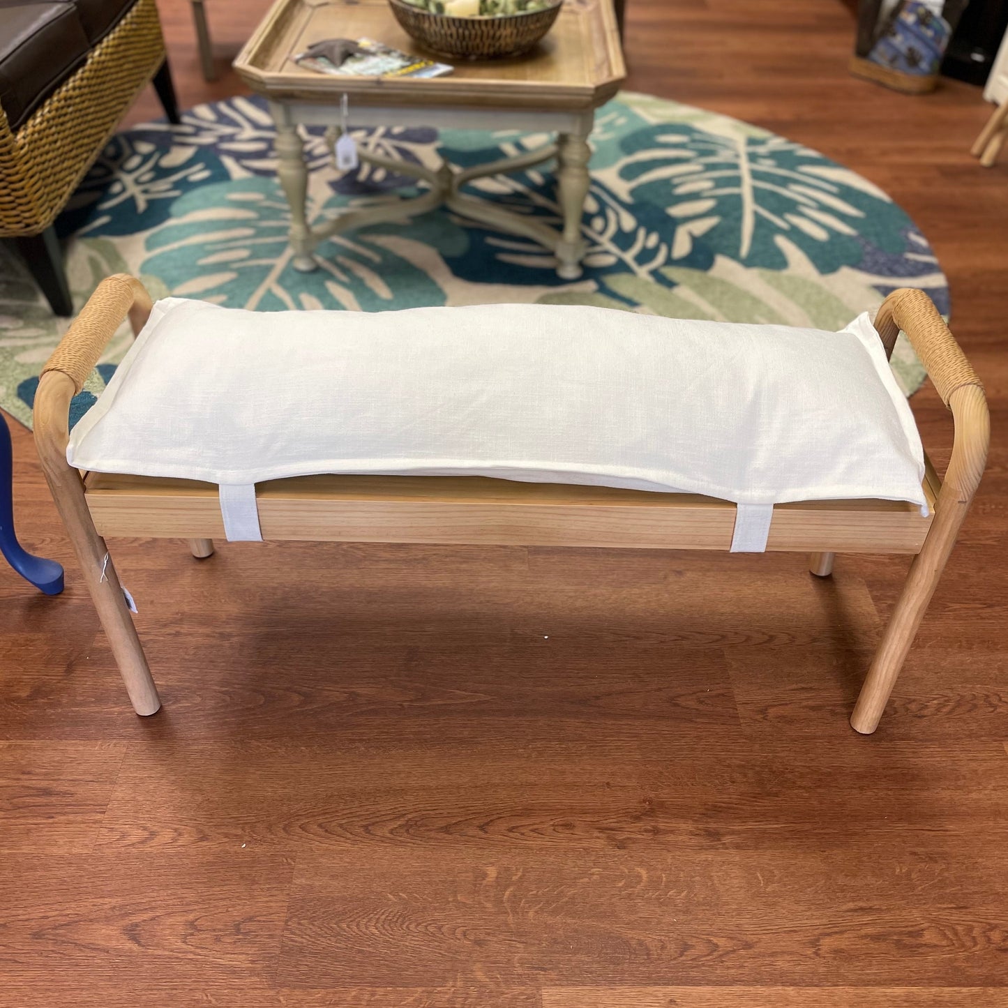 Wood Bench with Pillow
