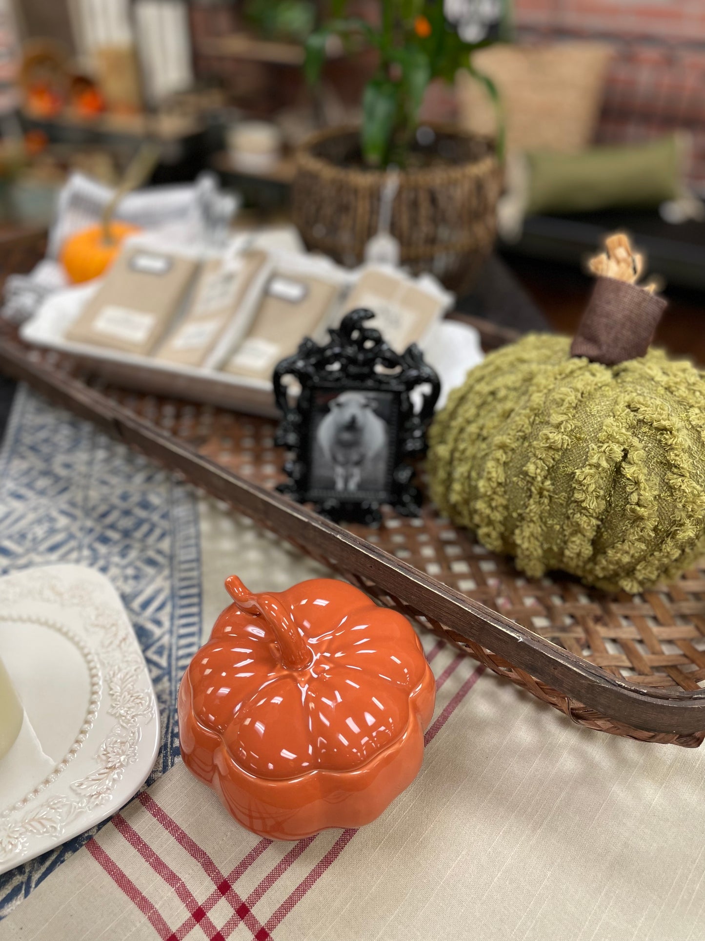 Pumpkin with Raffia Stem