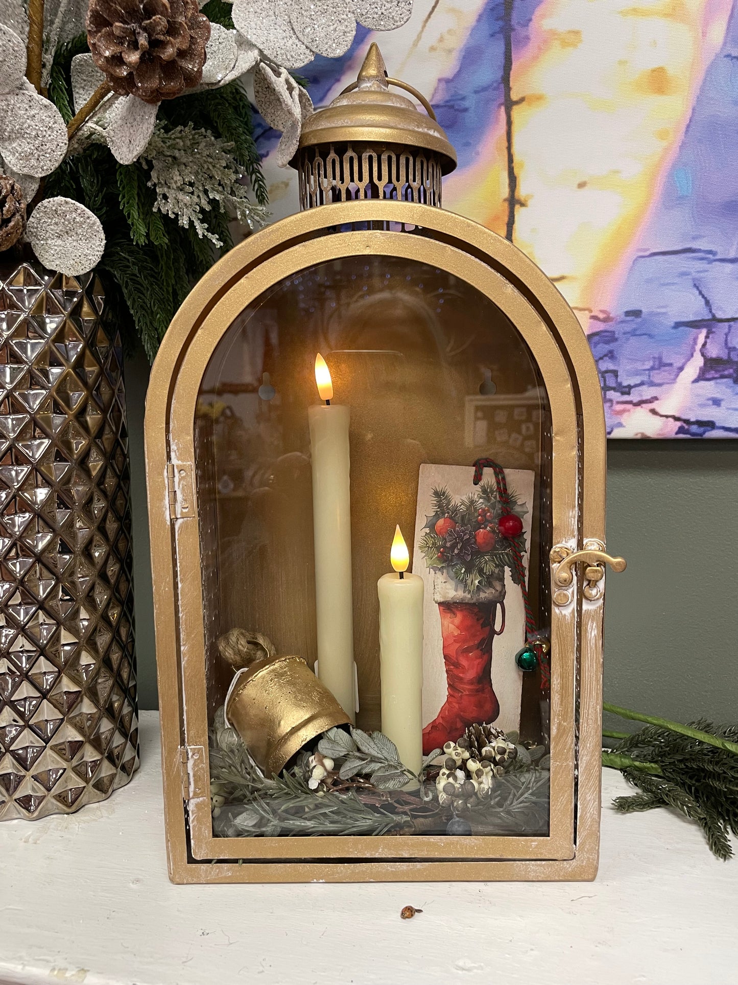 Gold Glass Front Lantern