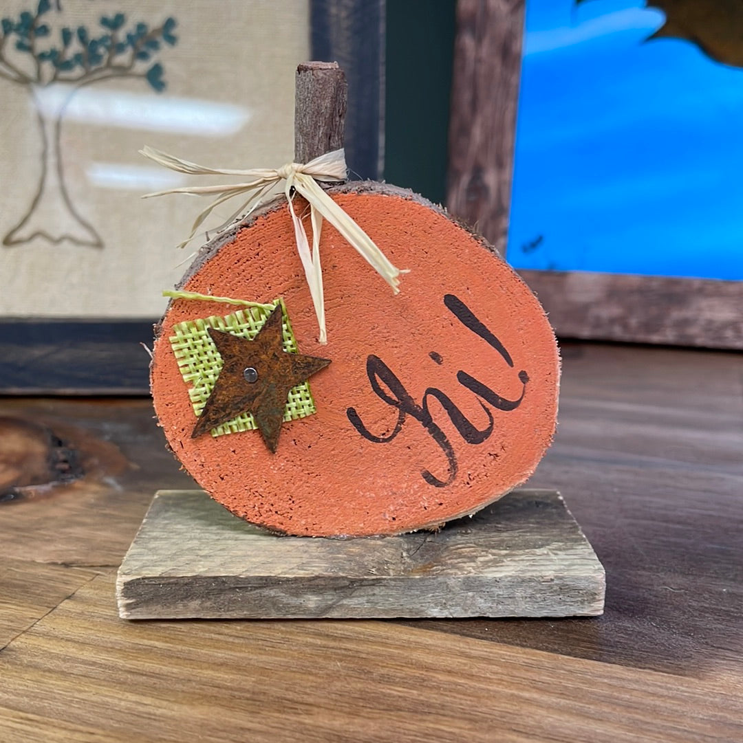 Wooden Pumpkin Slice -