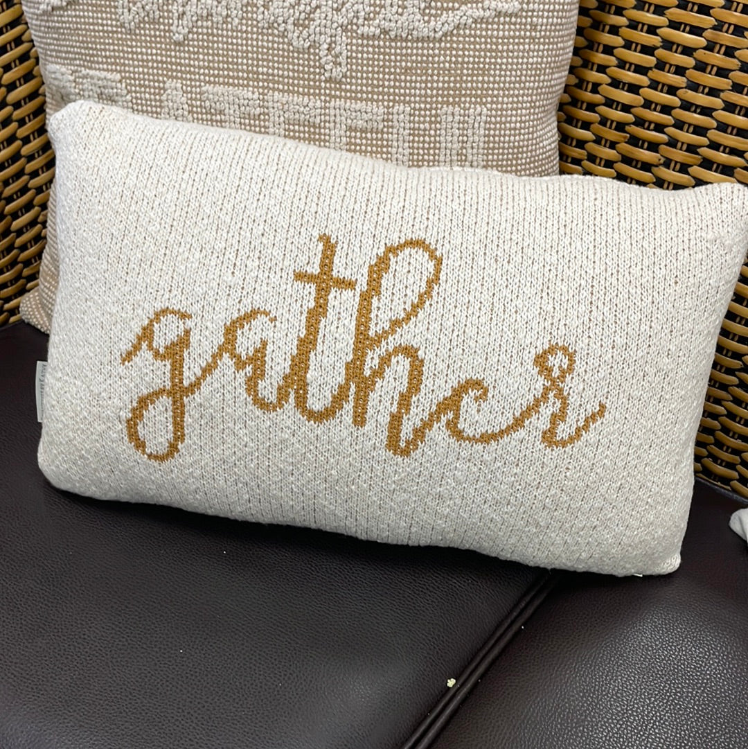 Cotton and Knit Lumbar Fall Pillow 20x12