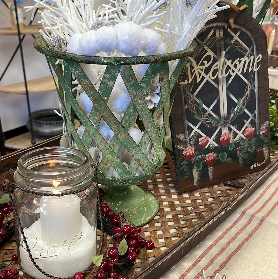 Distressed Green Planter - SM