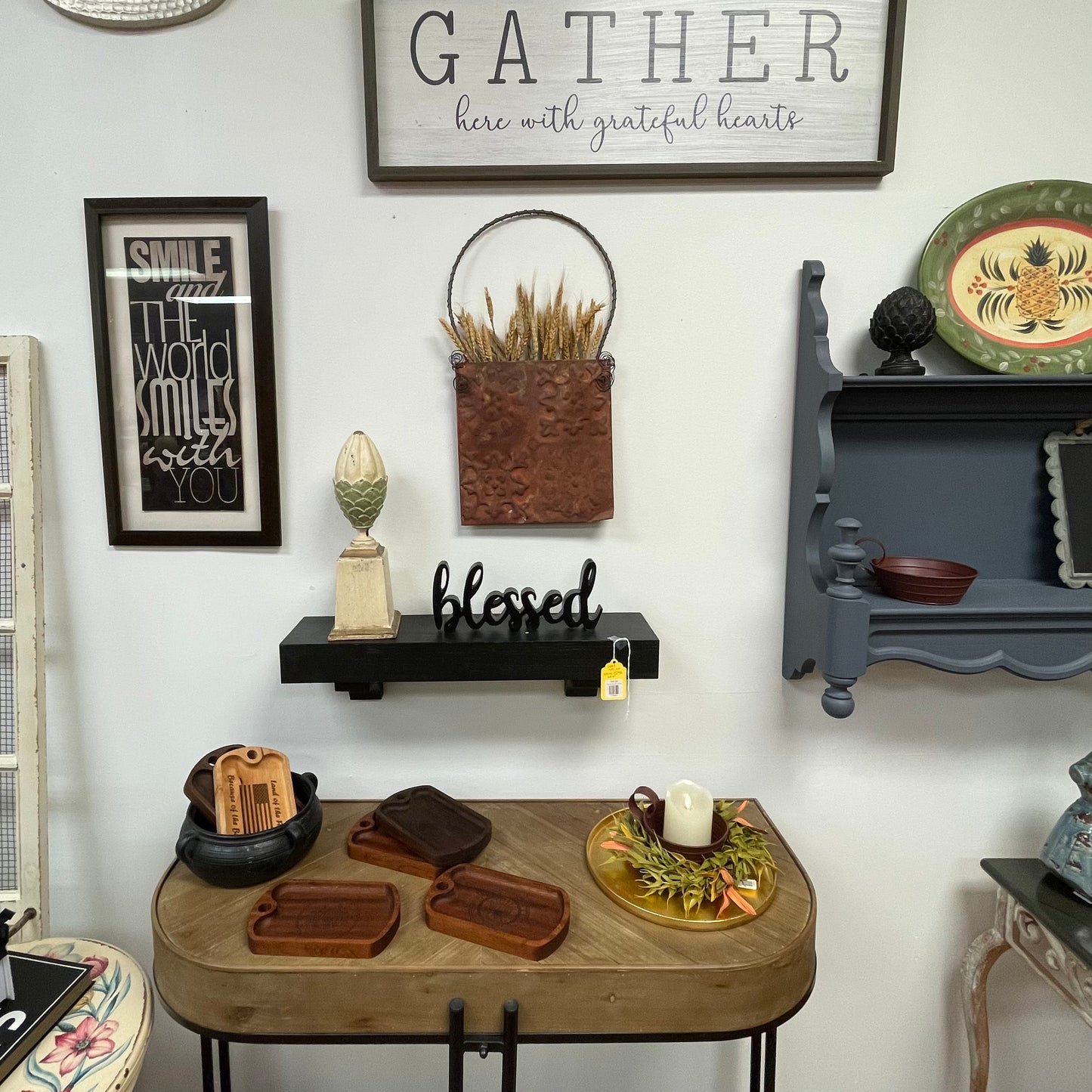 Rustic Wall Pocket with Wheat