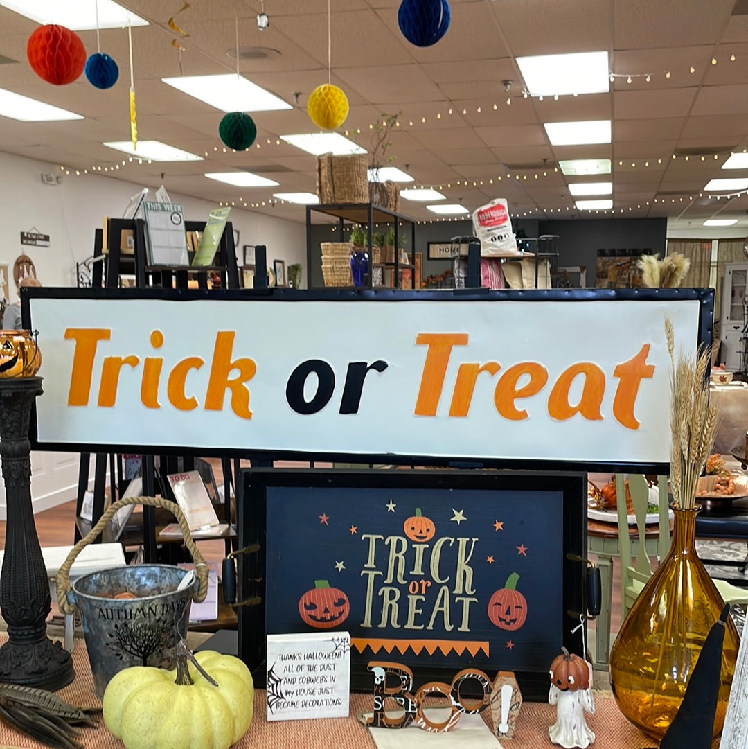 Trick or Treat LG Enamel Sign
