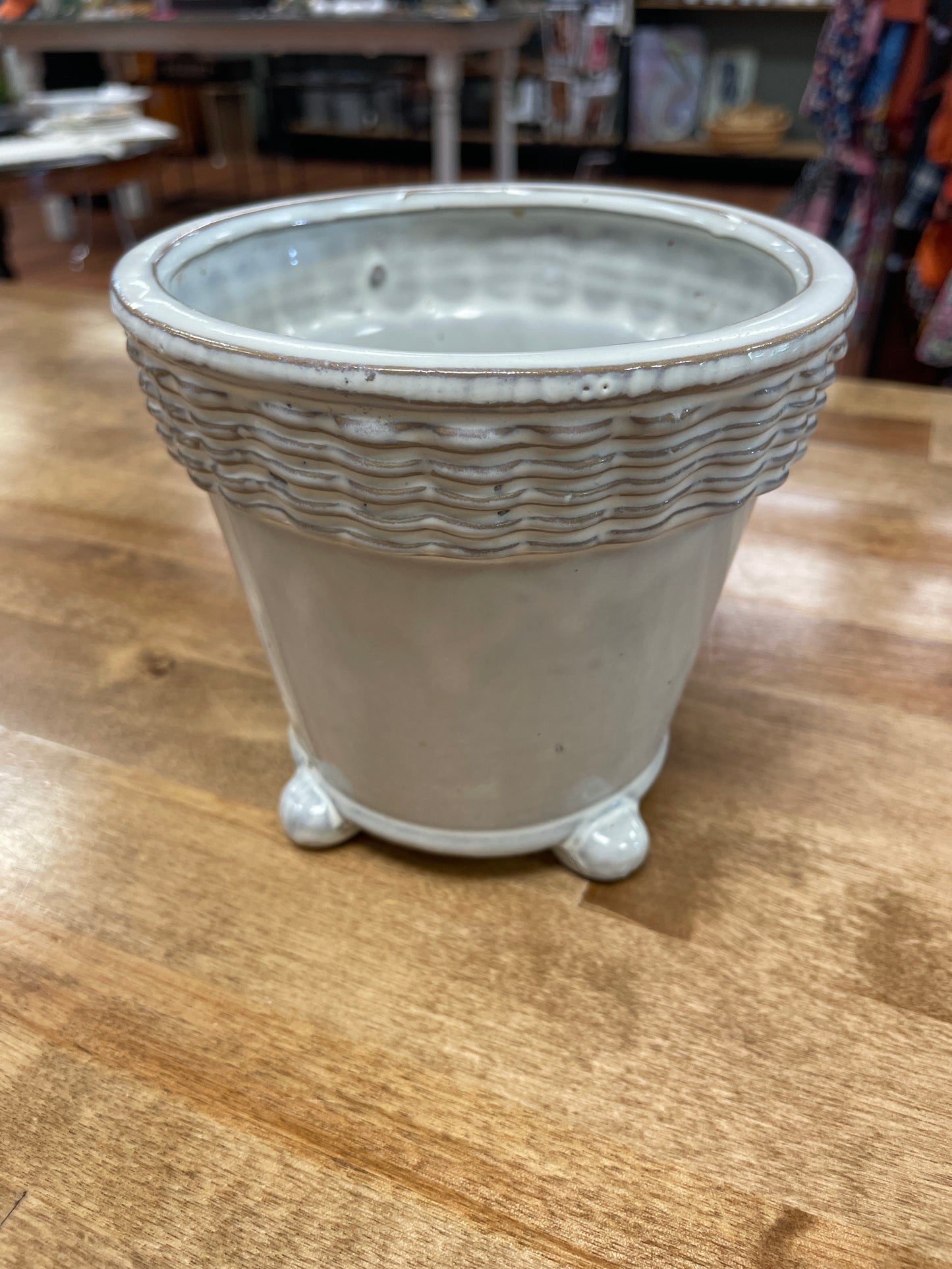 White decorative Glazed Pot