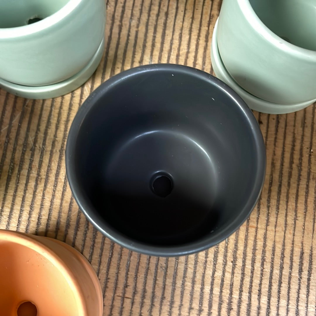 Small 3" Ceramic Pots - Black