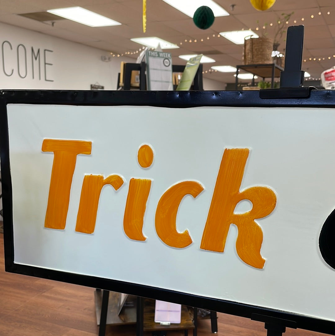 Trick or Treat LG Enamel Sign