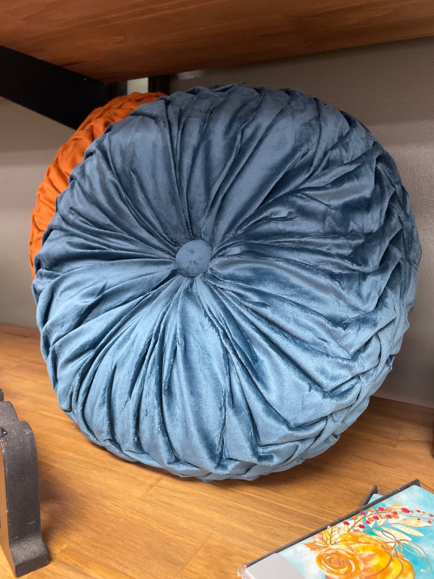 Velvet Teal Round Pillow