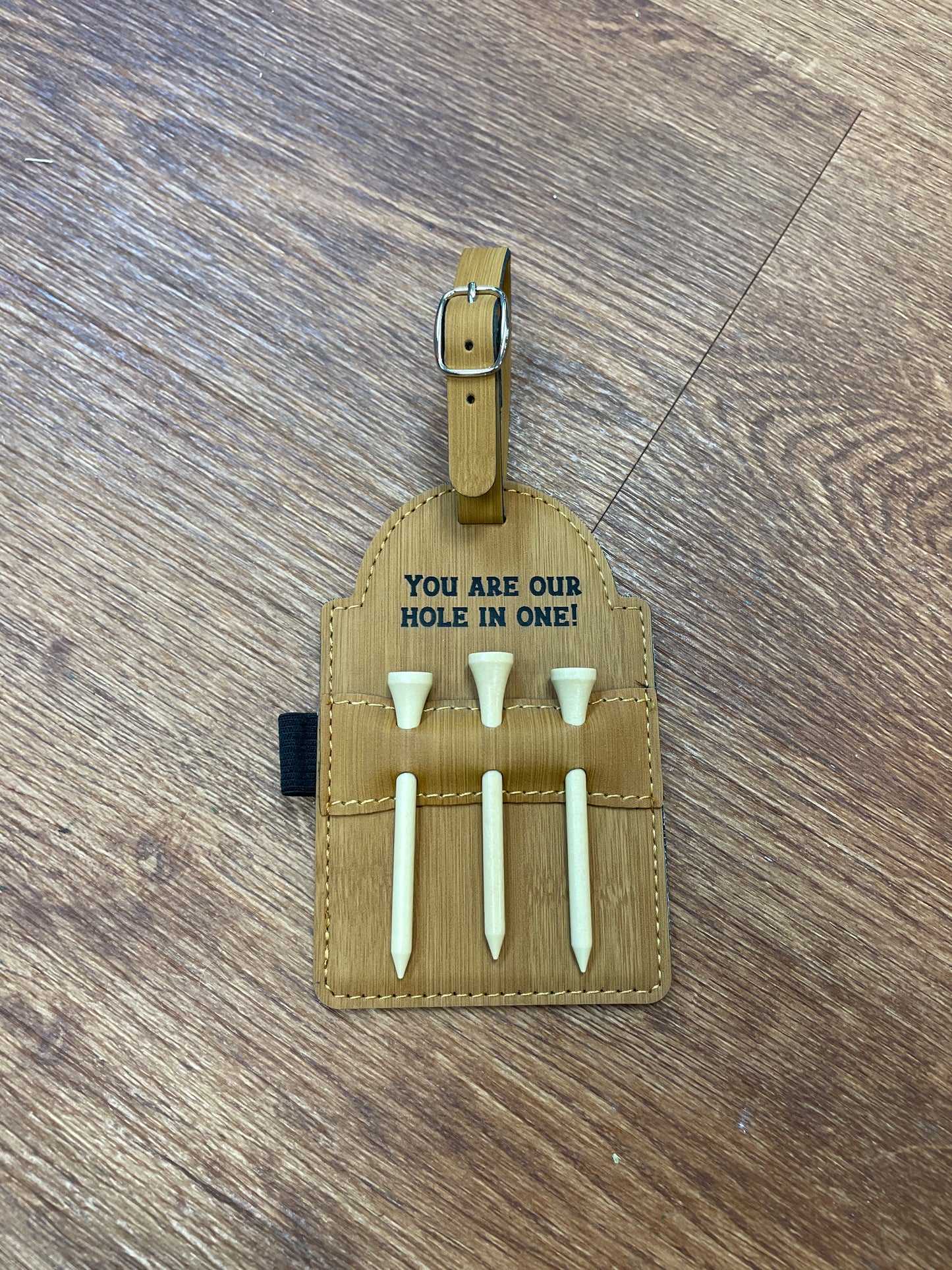 Custom Leatherette Golf Tee Bag Attachment with 3 Tees