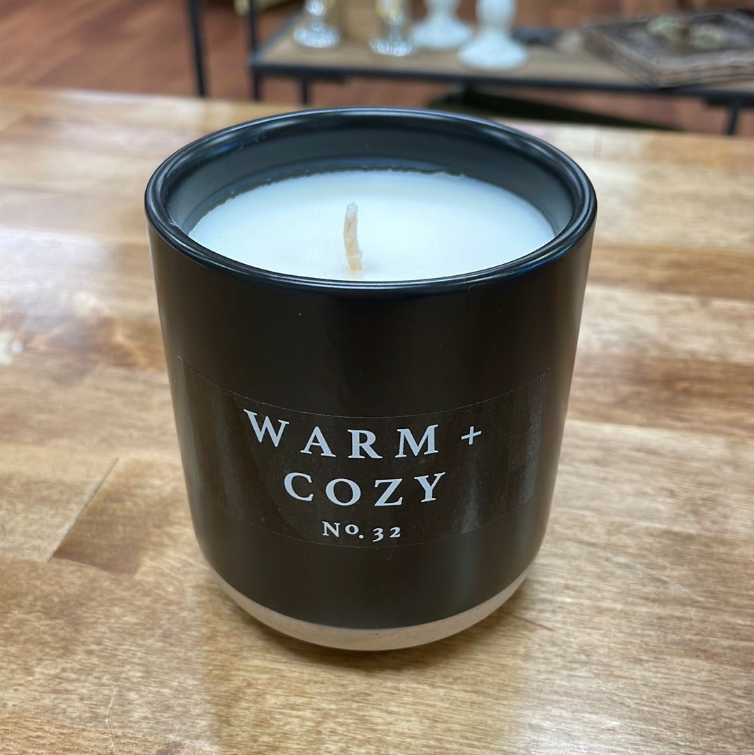 Warm and Cozy Soy Candle - Black Stoneware Jar