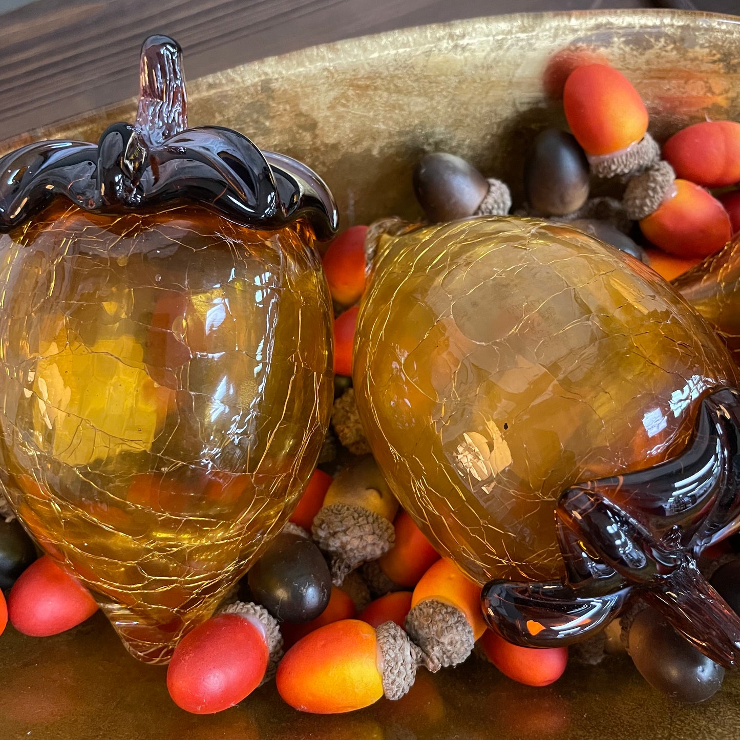 Glass Amber Acorn
