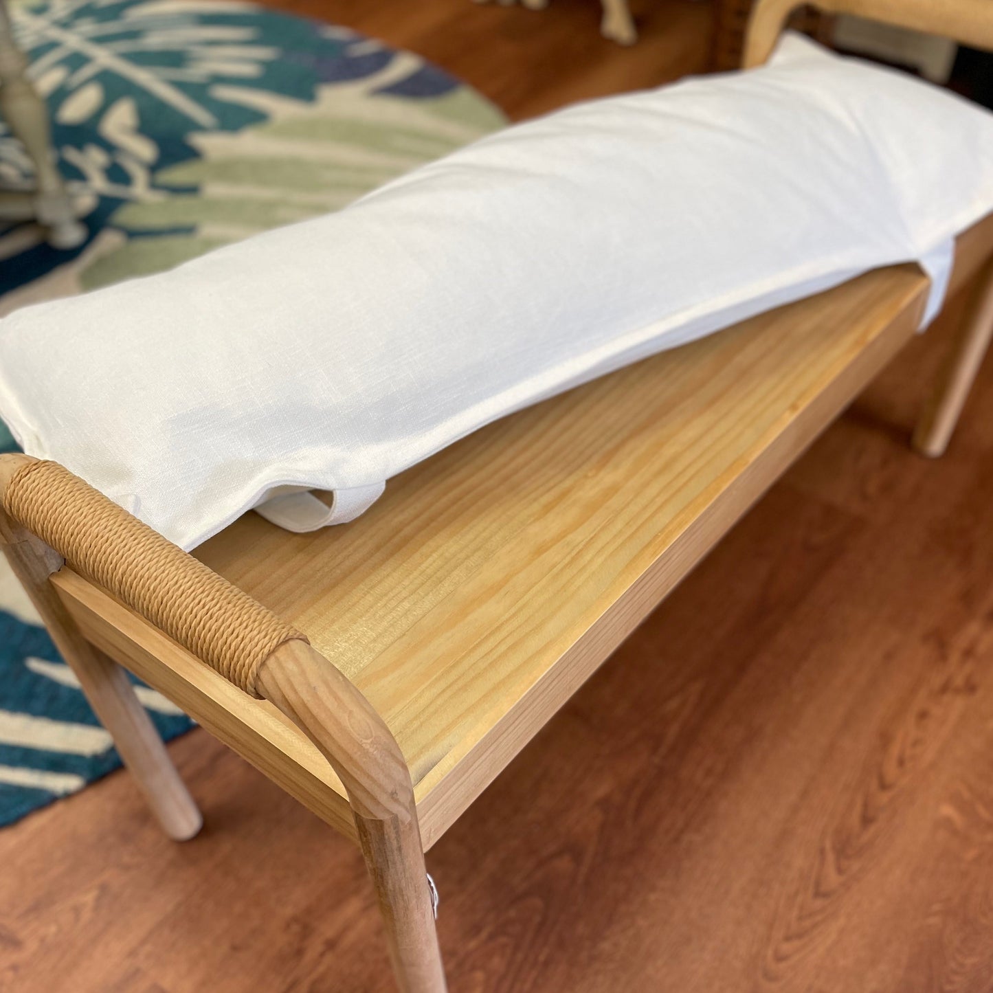 Wood Bench with Pillow