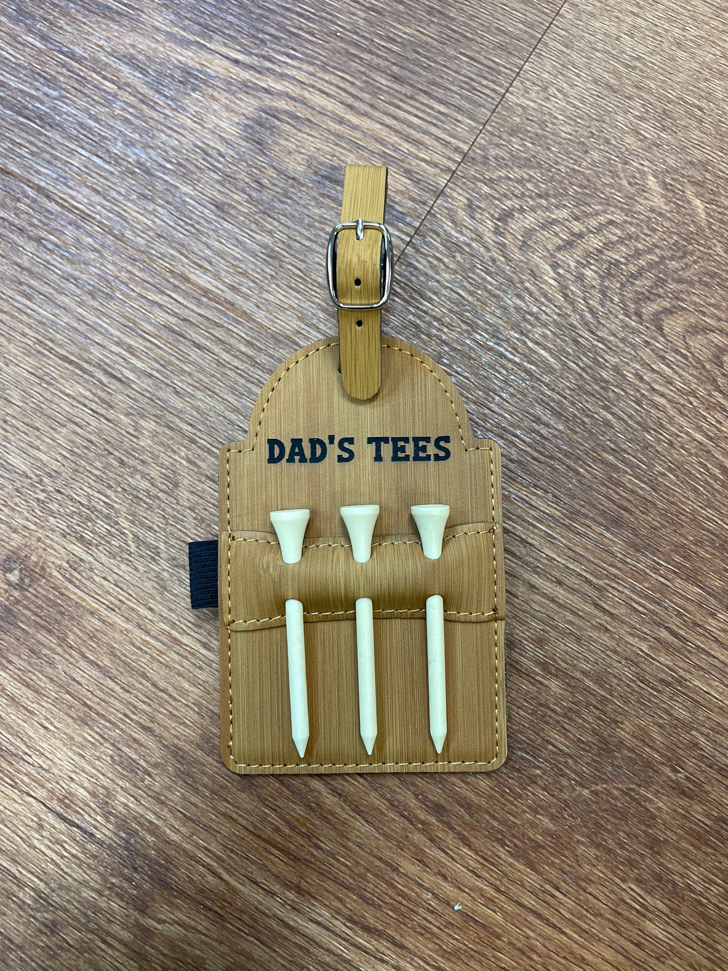 Custom Leatherette Golf Tee Bag Attachment with 3 Tees