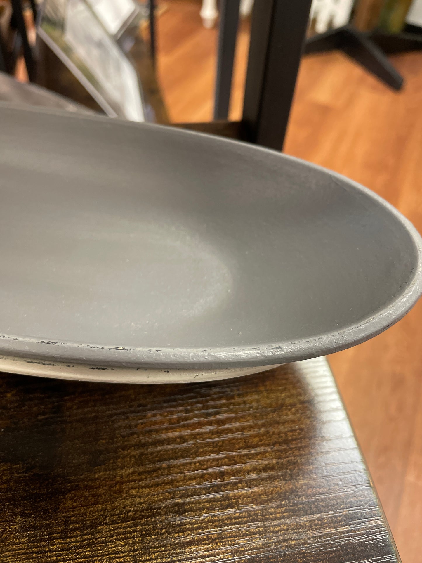 Oval Wood Tray - gray