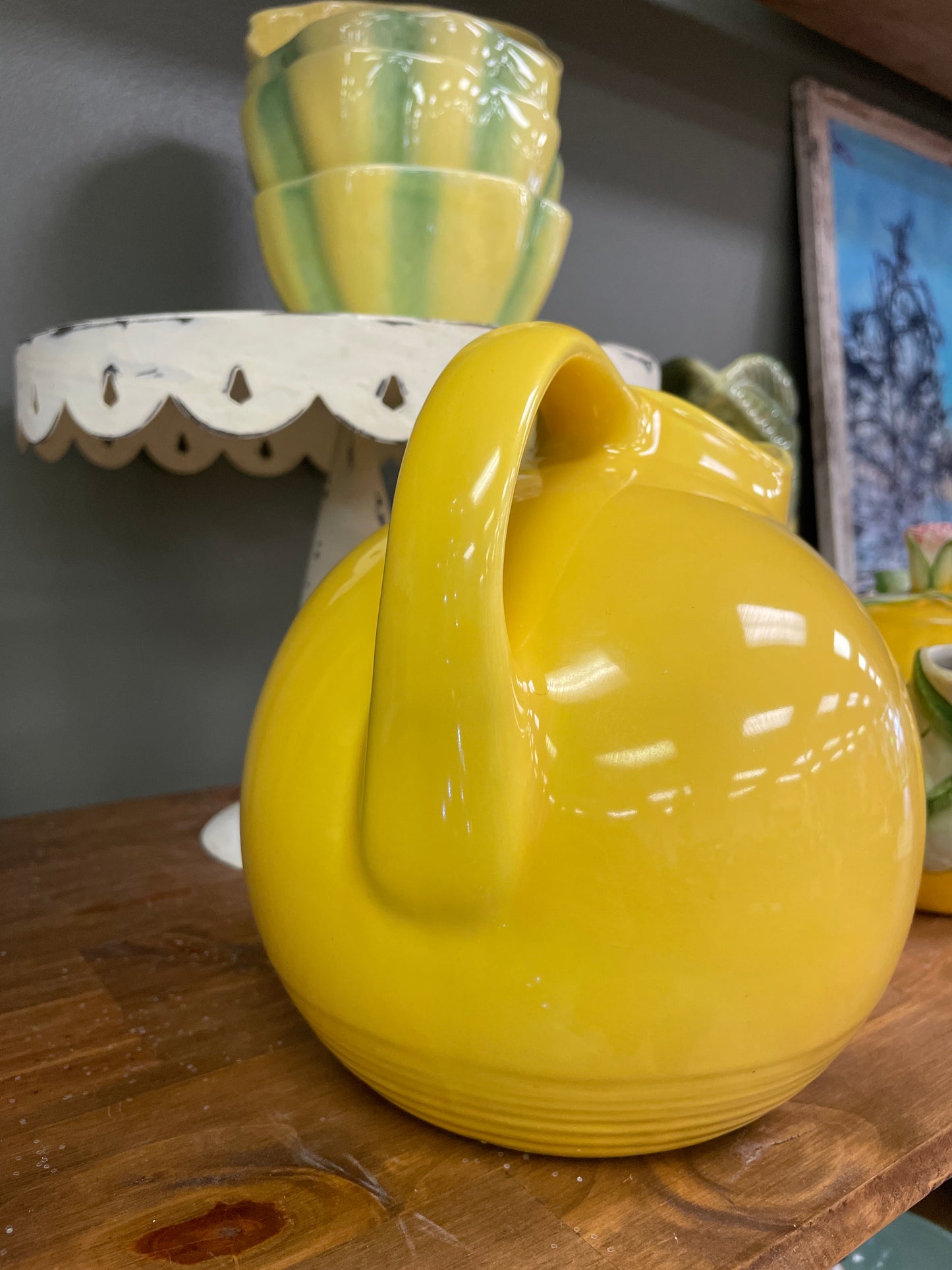 Vintage Yellow Ceramic Pitcher