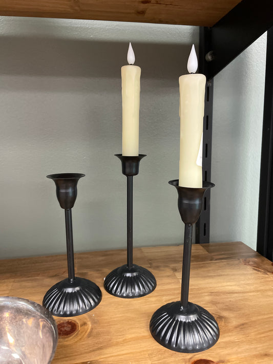 Set of 3/Black Taper Candle holders