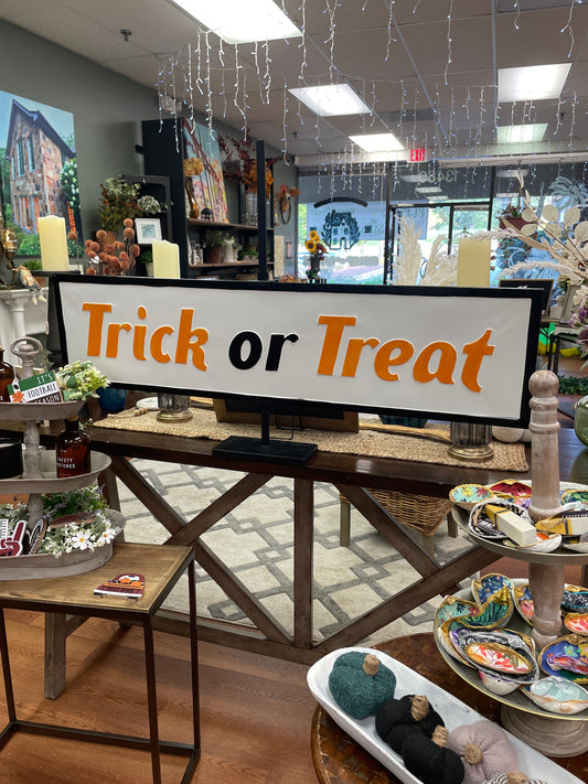 Trick or Treat LG Enamel Sign