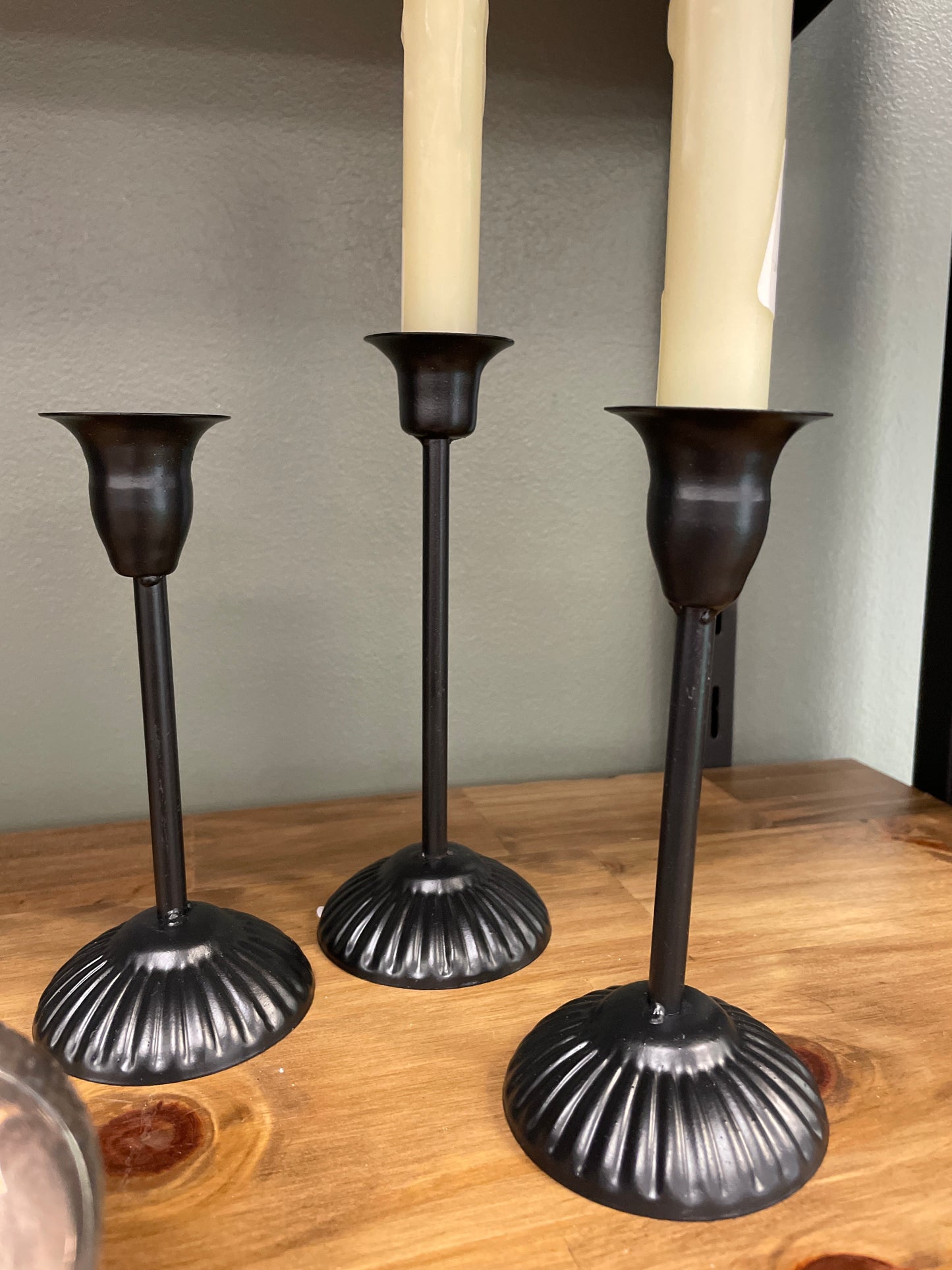 Set of 3/Black Taper Candle holders