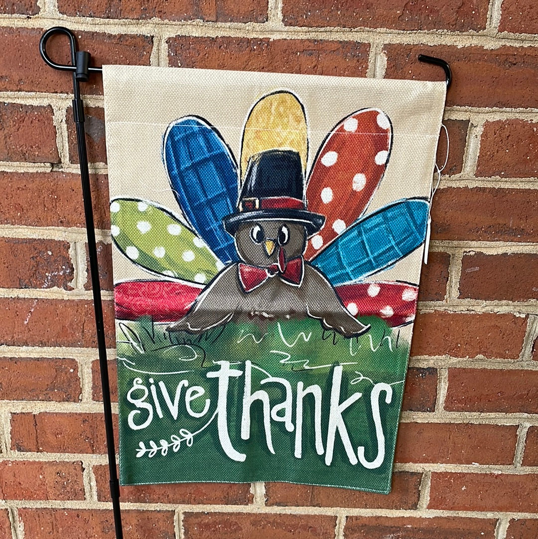 Garden Flag - Give Thanks Turkey
